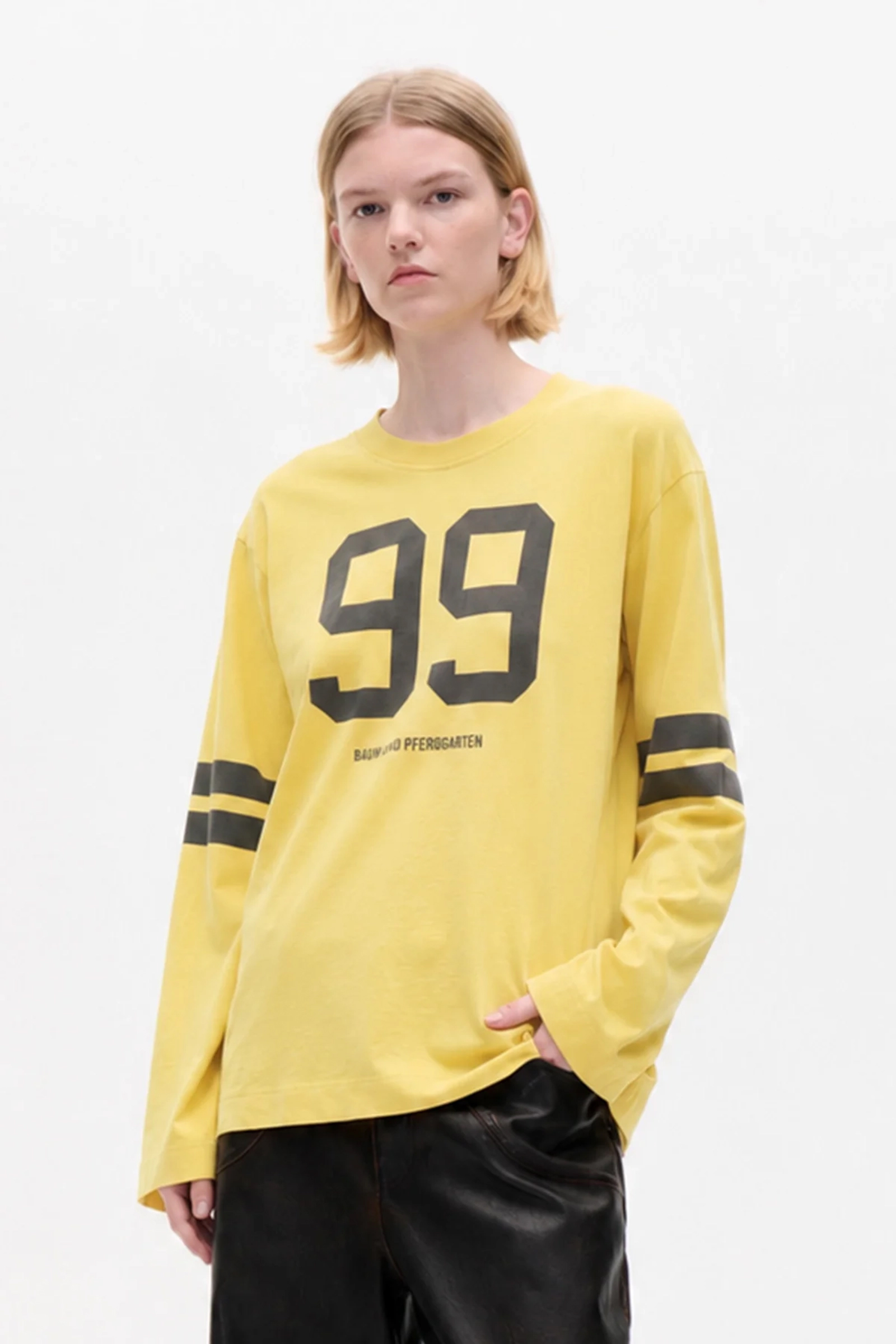 Dames t-shirt lange mouw geel