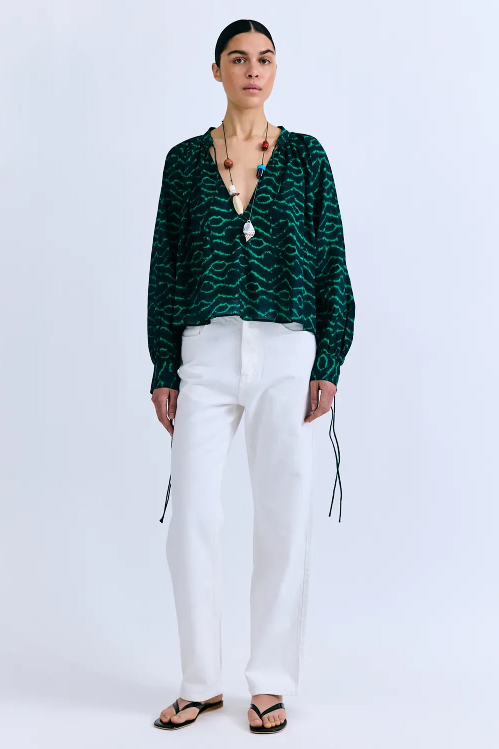 Dames blouse lange mouw groen