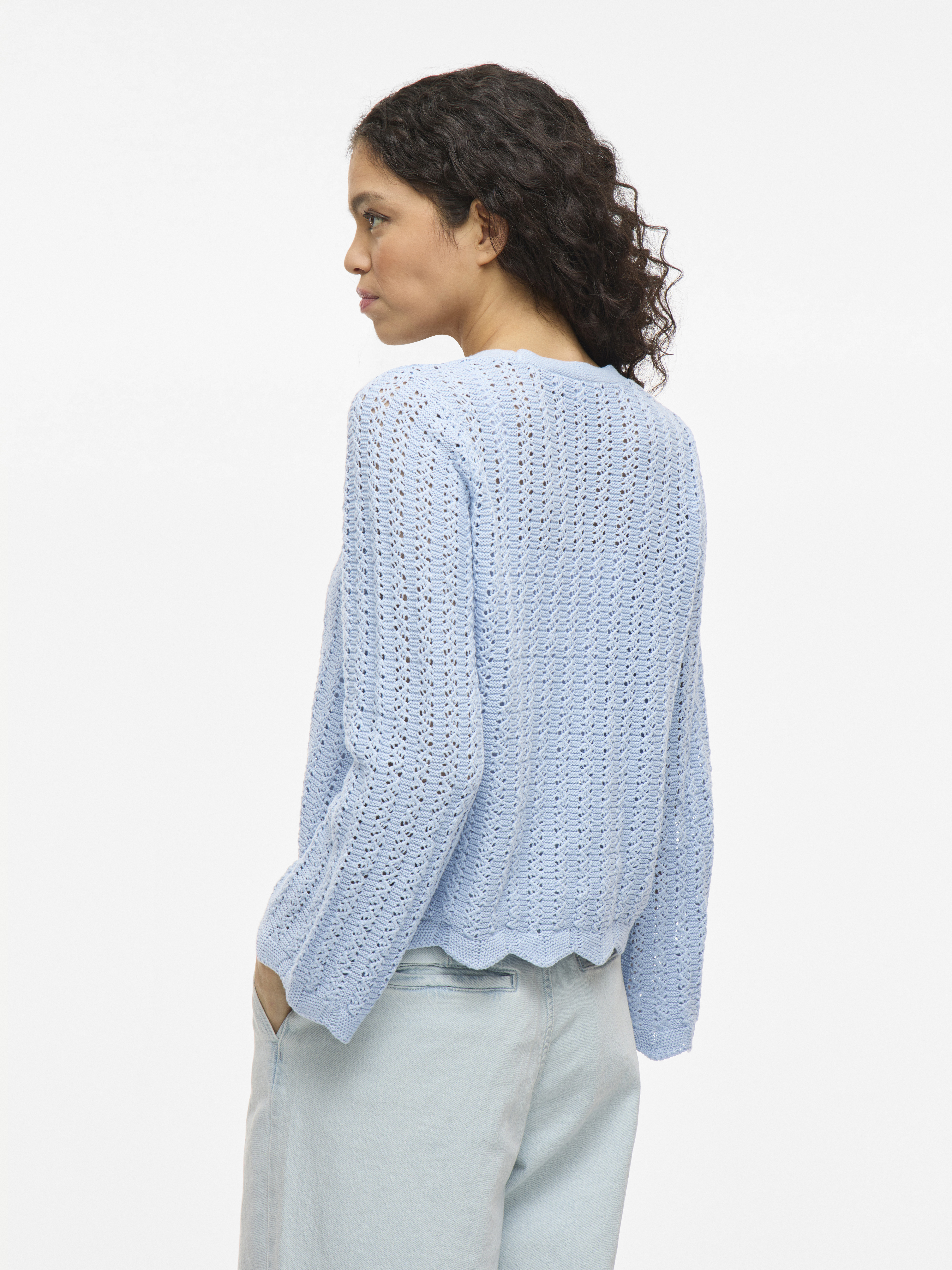 Vila VINOI L/S STRING KNIT CARDIGAN 253564-Kentucky Blue 4