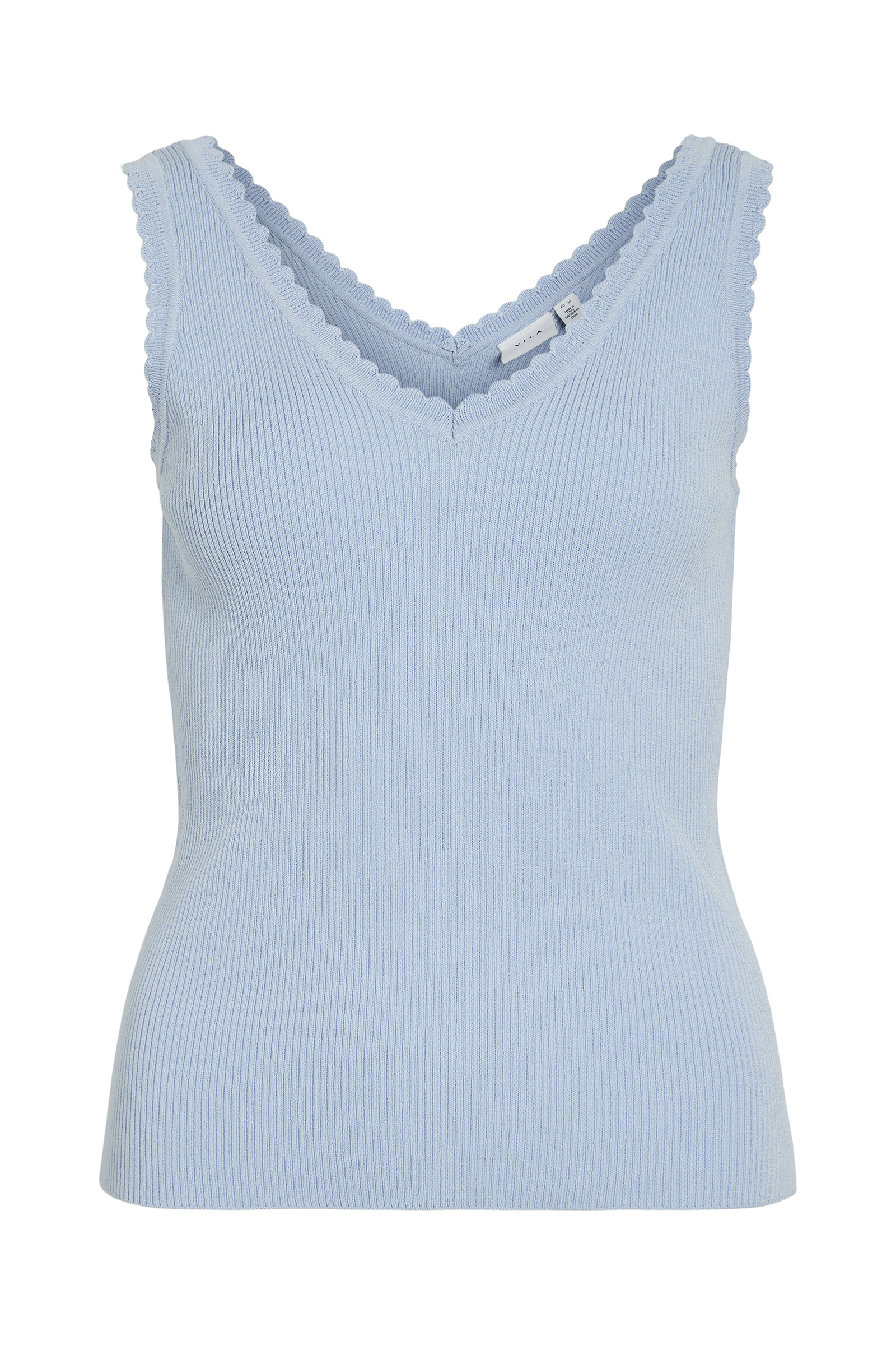 Vila VIESRA V-NECK S/L RIB KNIT TOP 253564-Kentucky Blue 1
