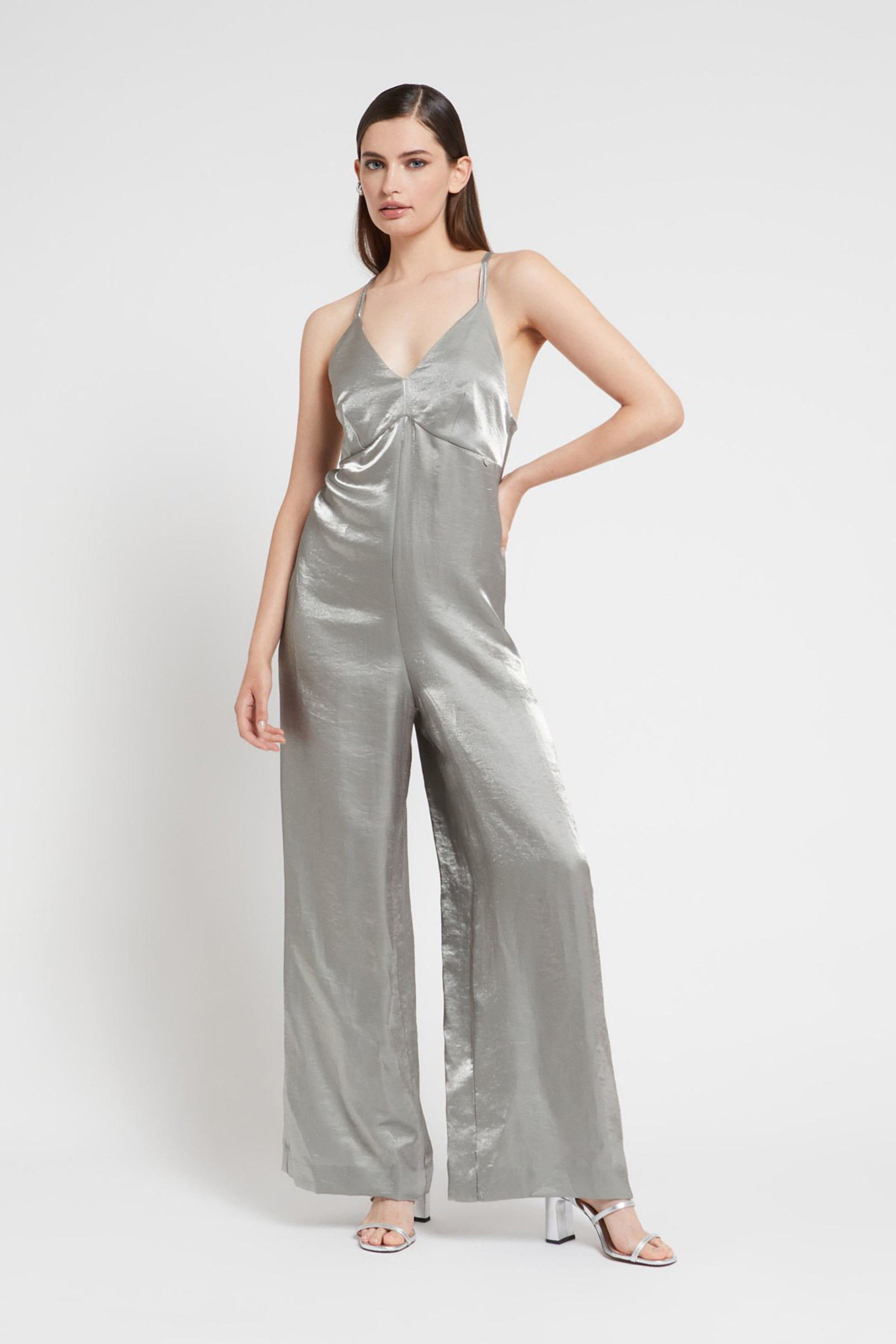 Dames jumpsuit/tuinbroek grijs
