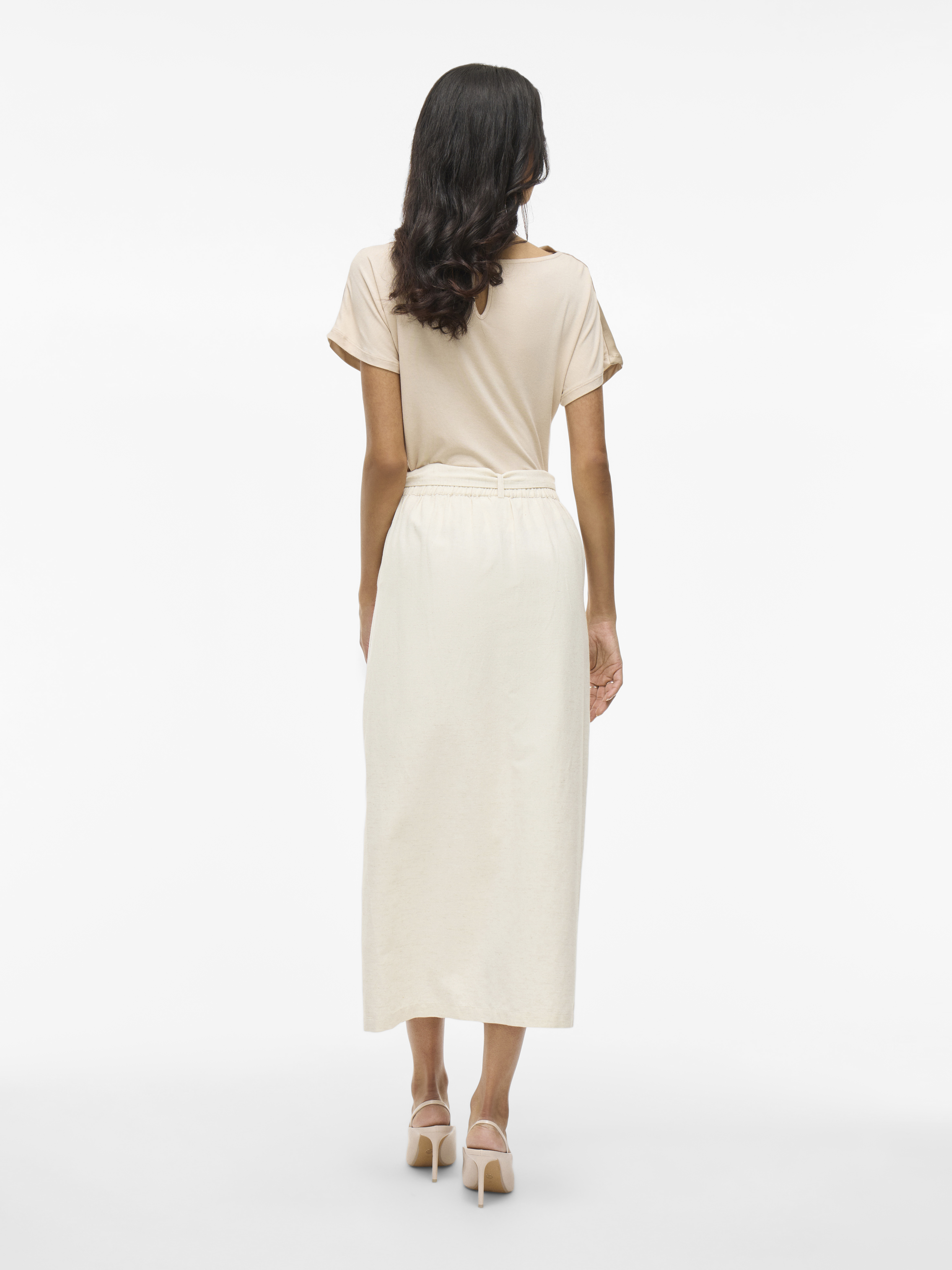 Vila VIPRISILLA RW MIDI PENCIL SKIRT 262675-Super Light Natural Melan 4