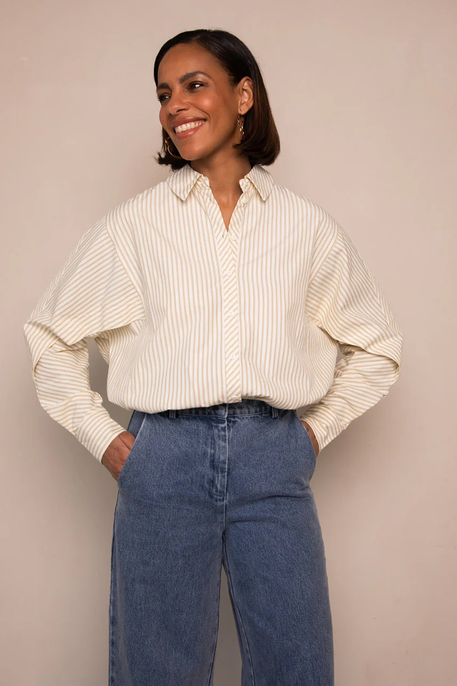 Dames blouse lange mouw ecru