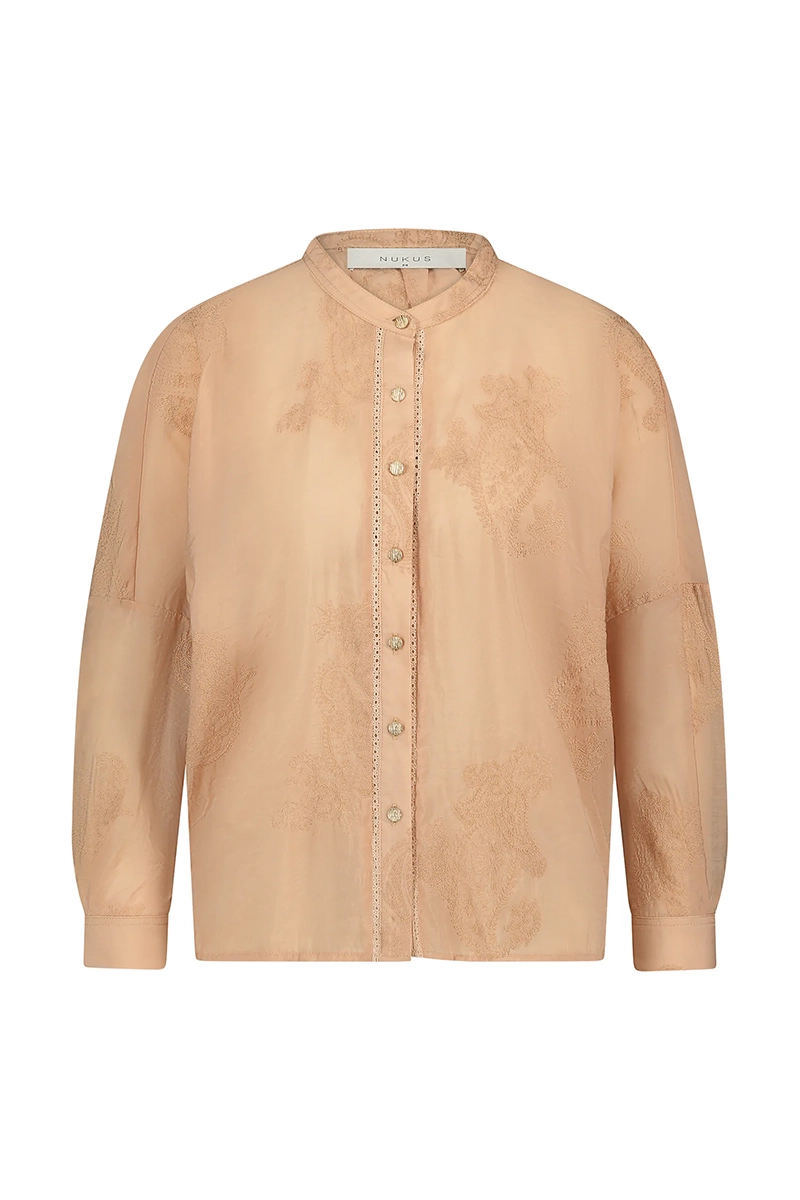 Dames blouse lange mouw rose