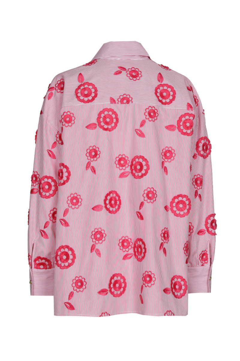 Dames blouse lange mouw rose