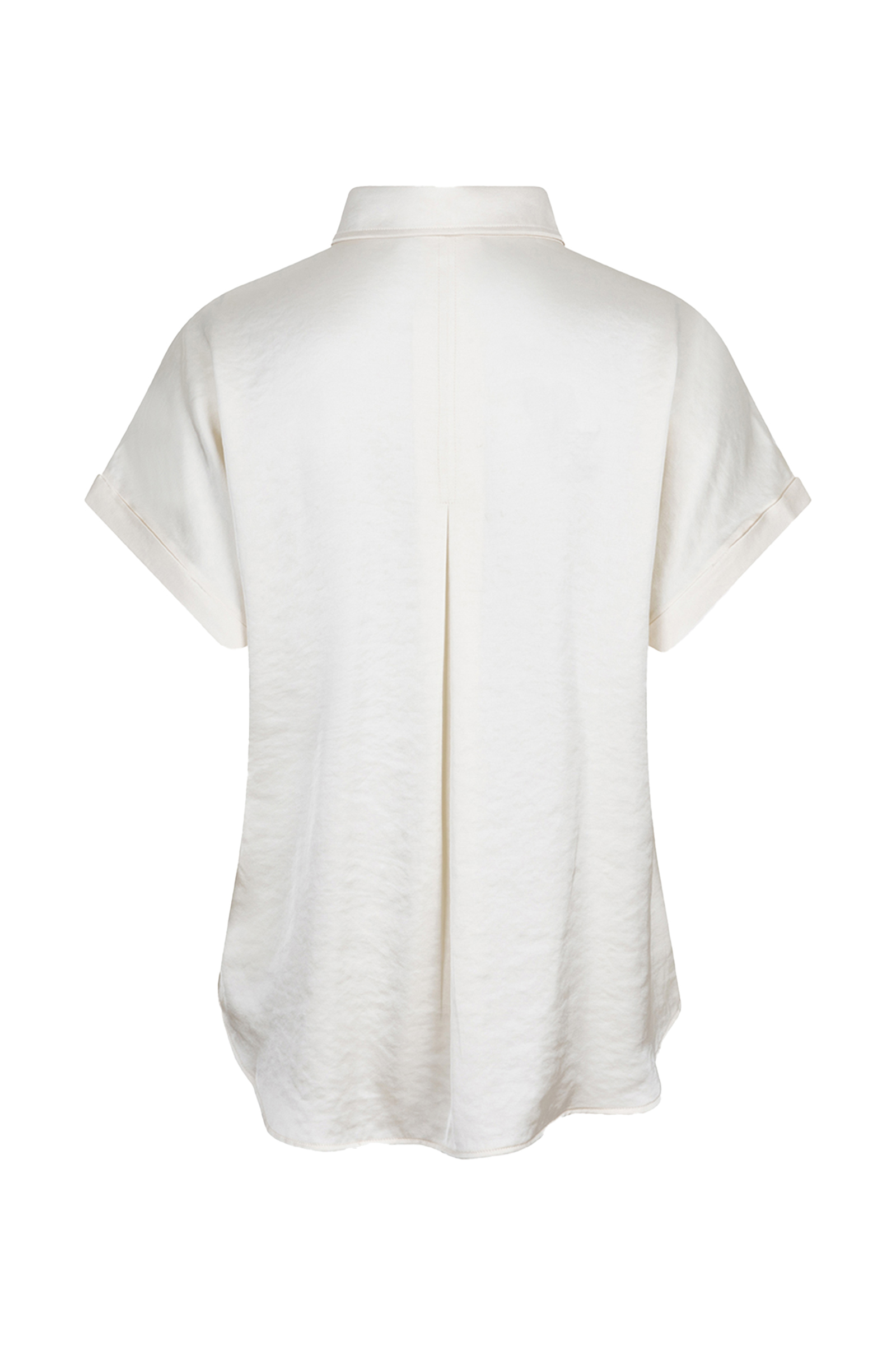 Esqualo Blouse s/slve pocket satin look Ecru-1 3