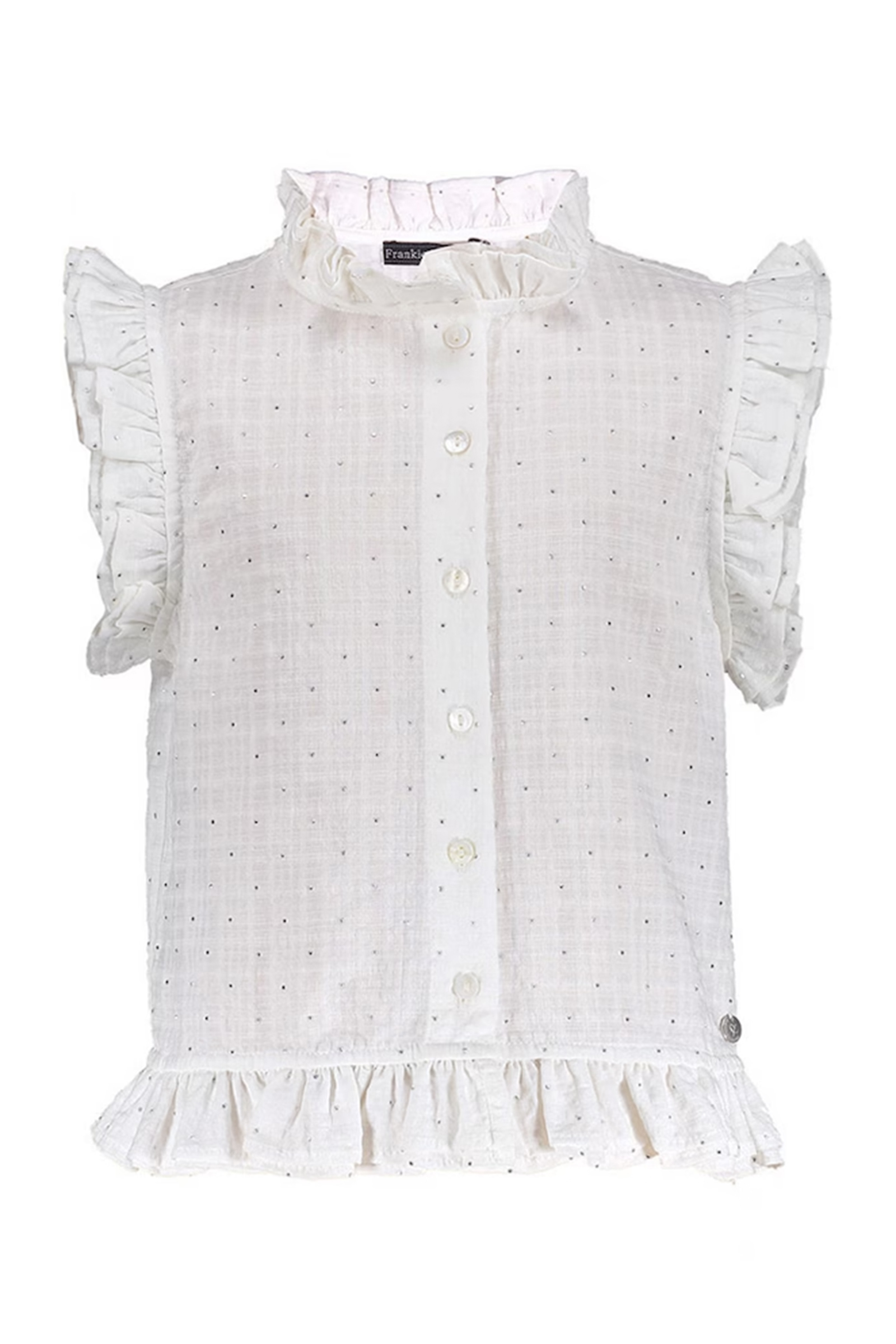 Meisjes blouse mouwloos ecru