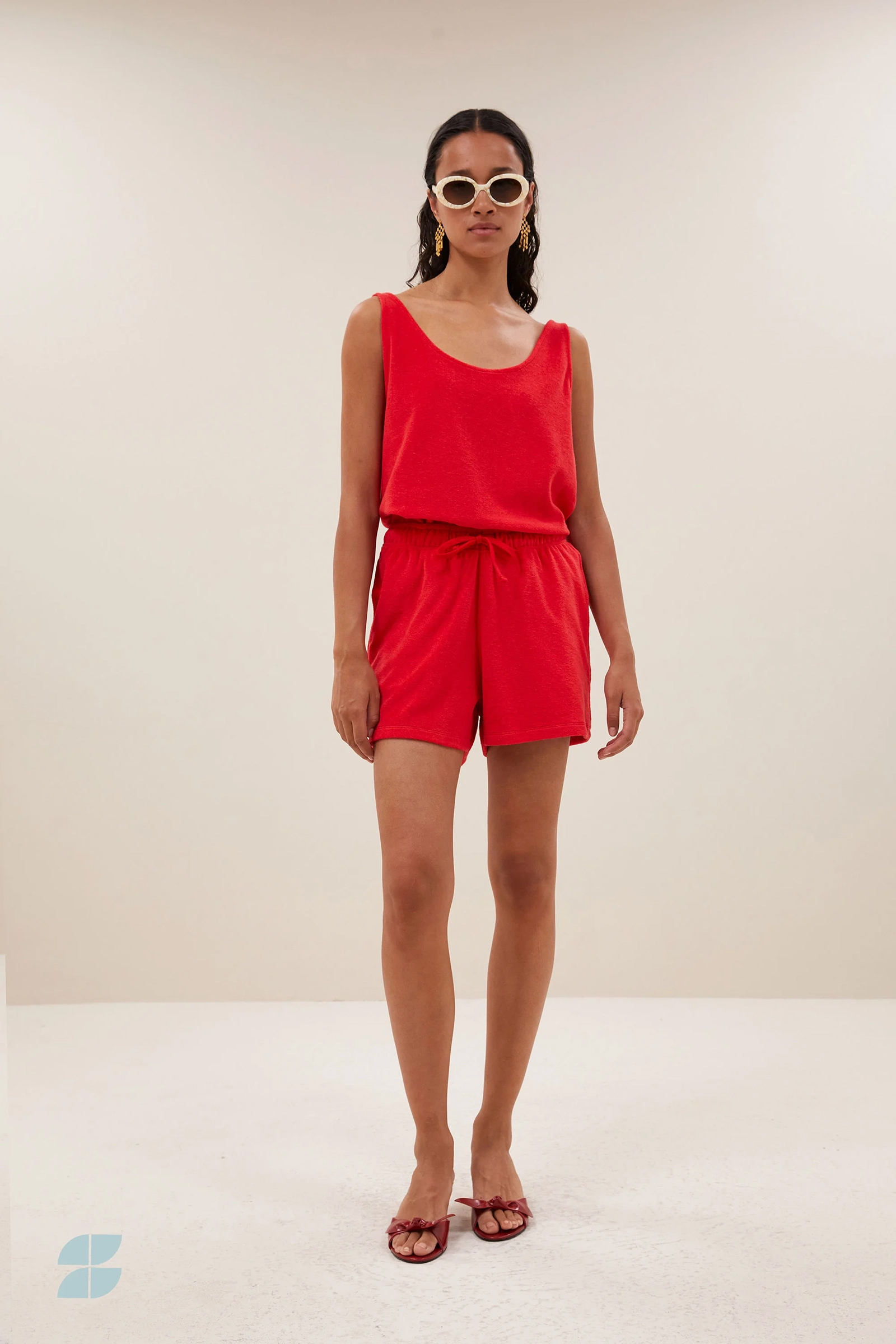 Dames short rood