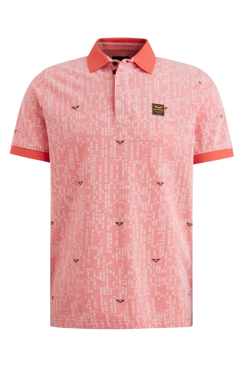 PME Legend Short sleeve polo Two tone pique printed Rood-1 1