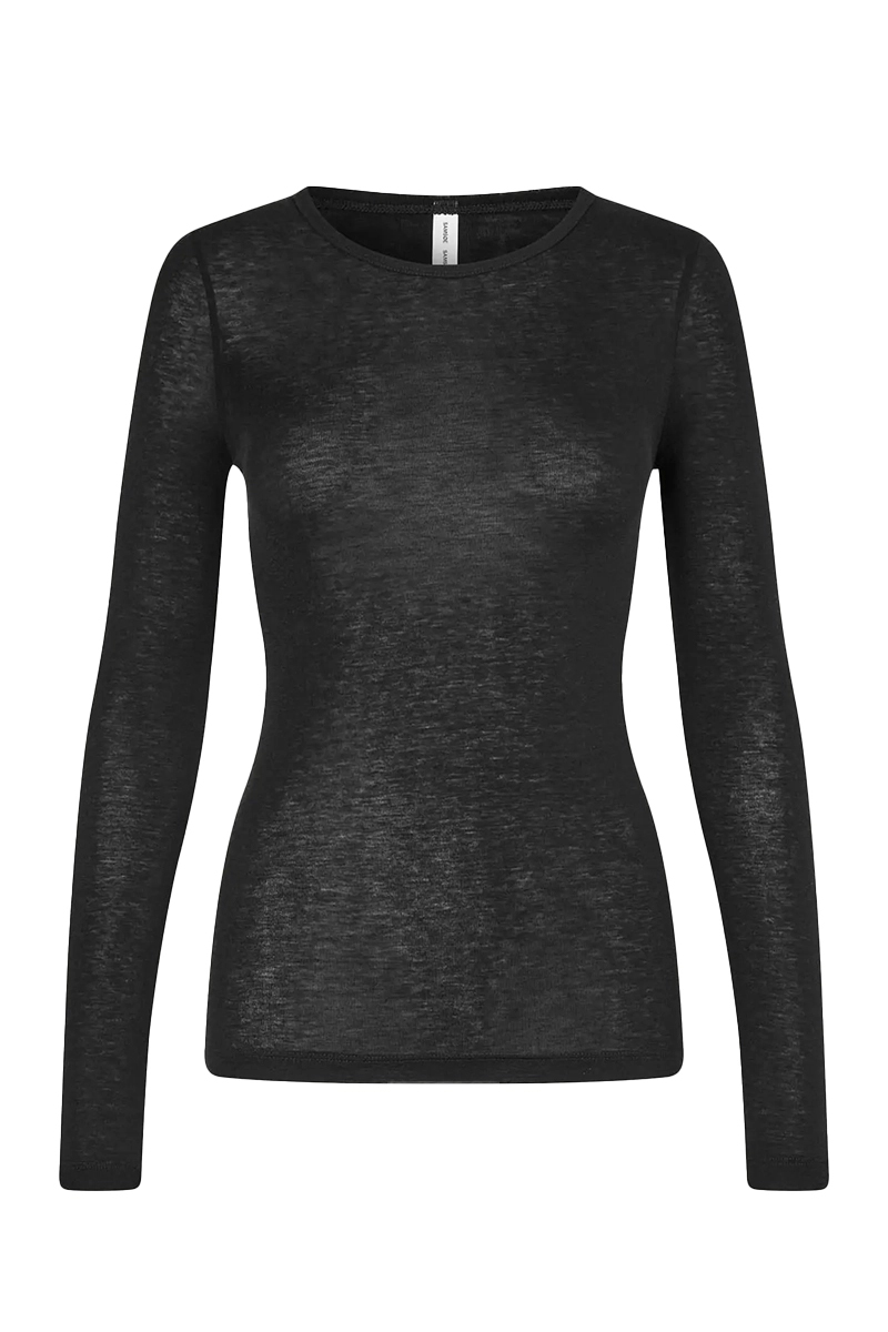 Dames t-shirt lange mouw zwart