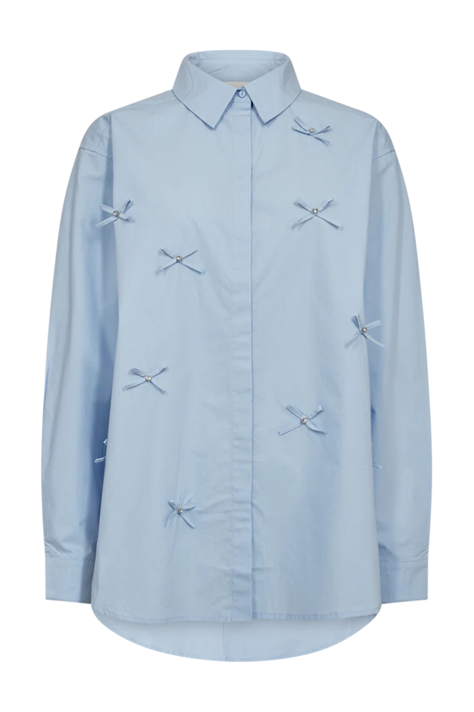 Dames blouse lange mouw blauw