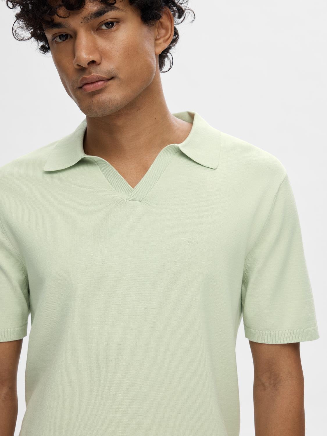 Selected SLHTELLER SS KNIT POLO 192078-Bok Choy 4