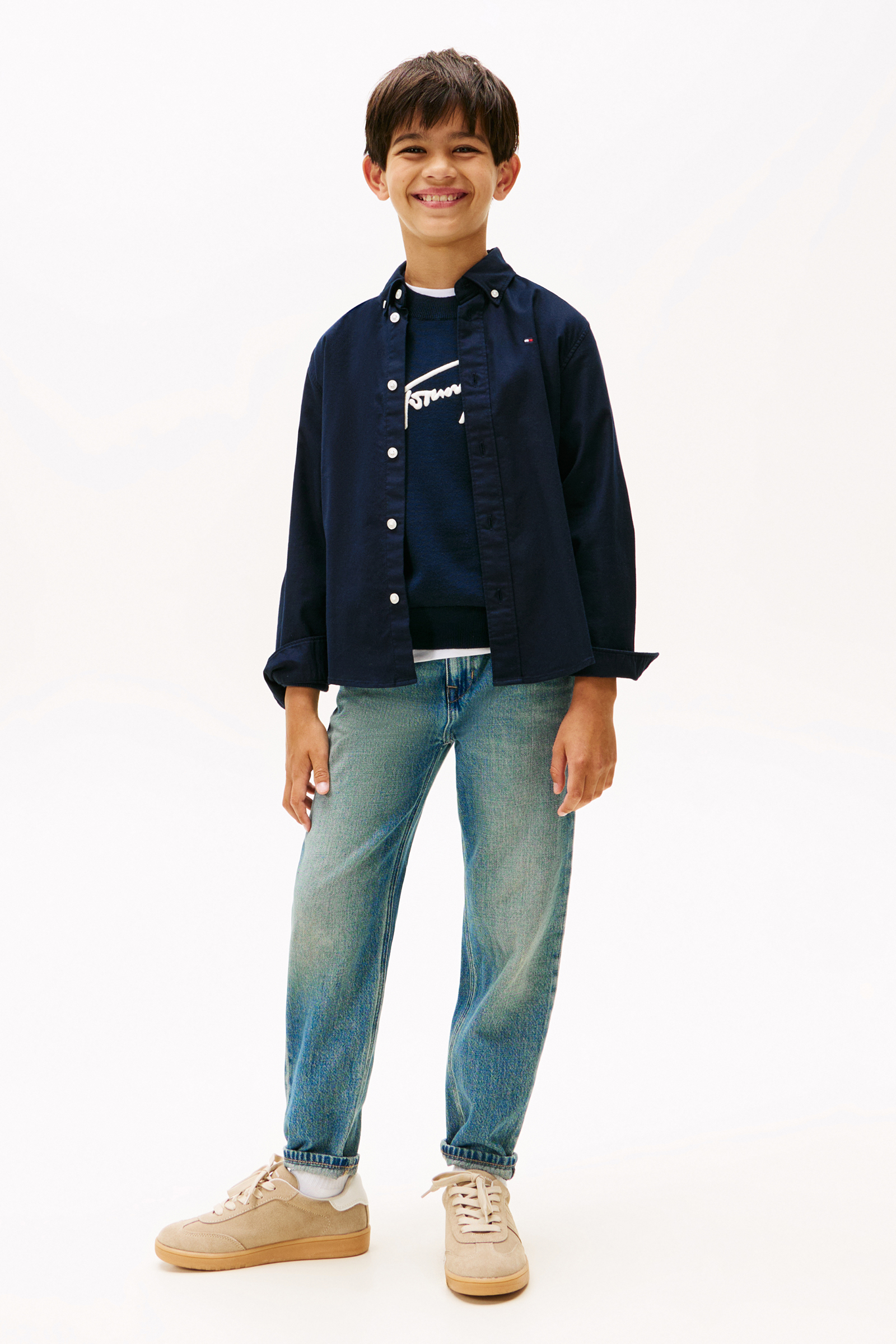 Jongens overhemd lange mouw blauw