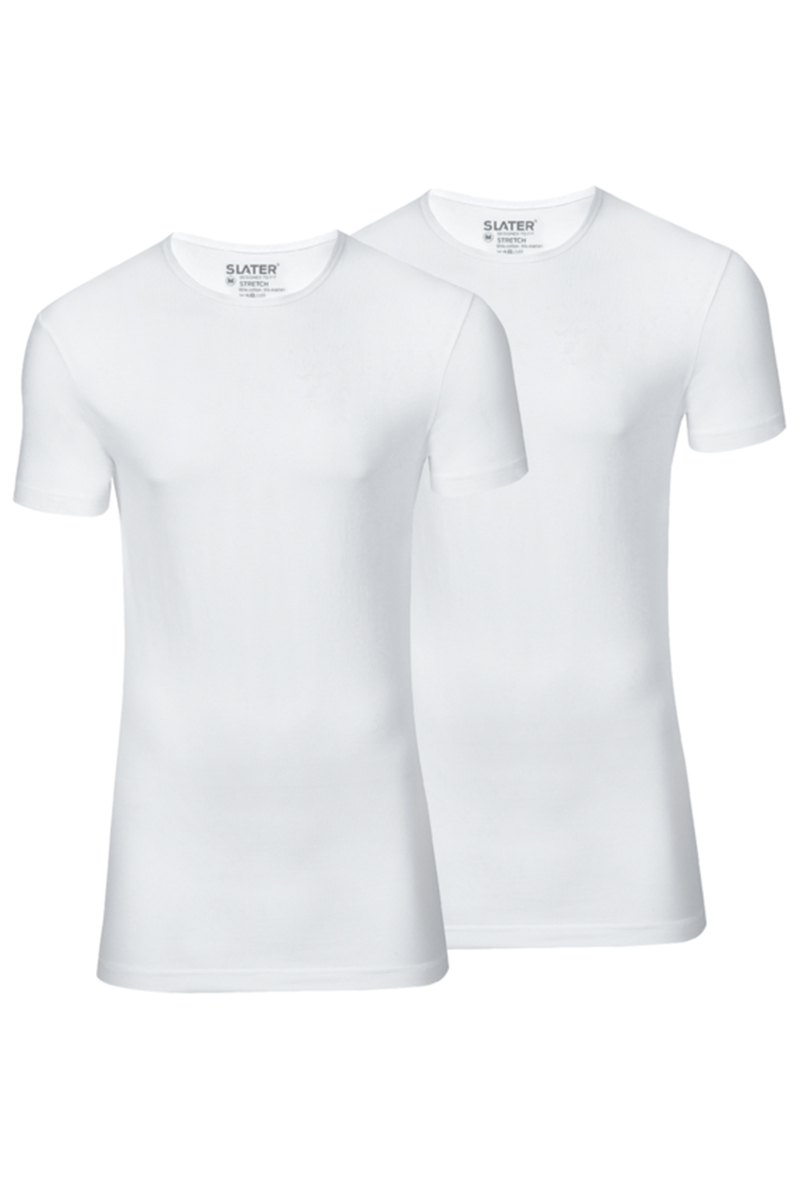 Slater STRETCH 2-pack T-shirt R-neck  s/sl Wit-1 1