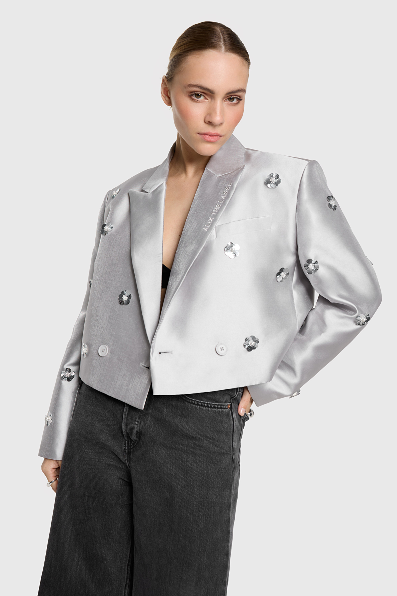 Dames blazer zilver