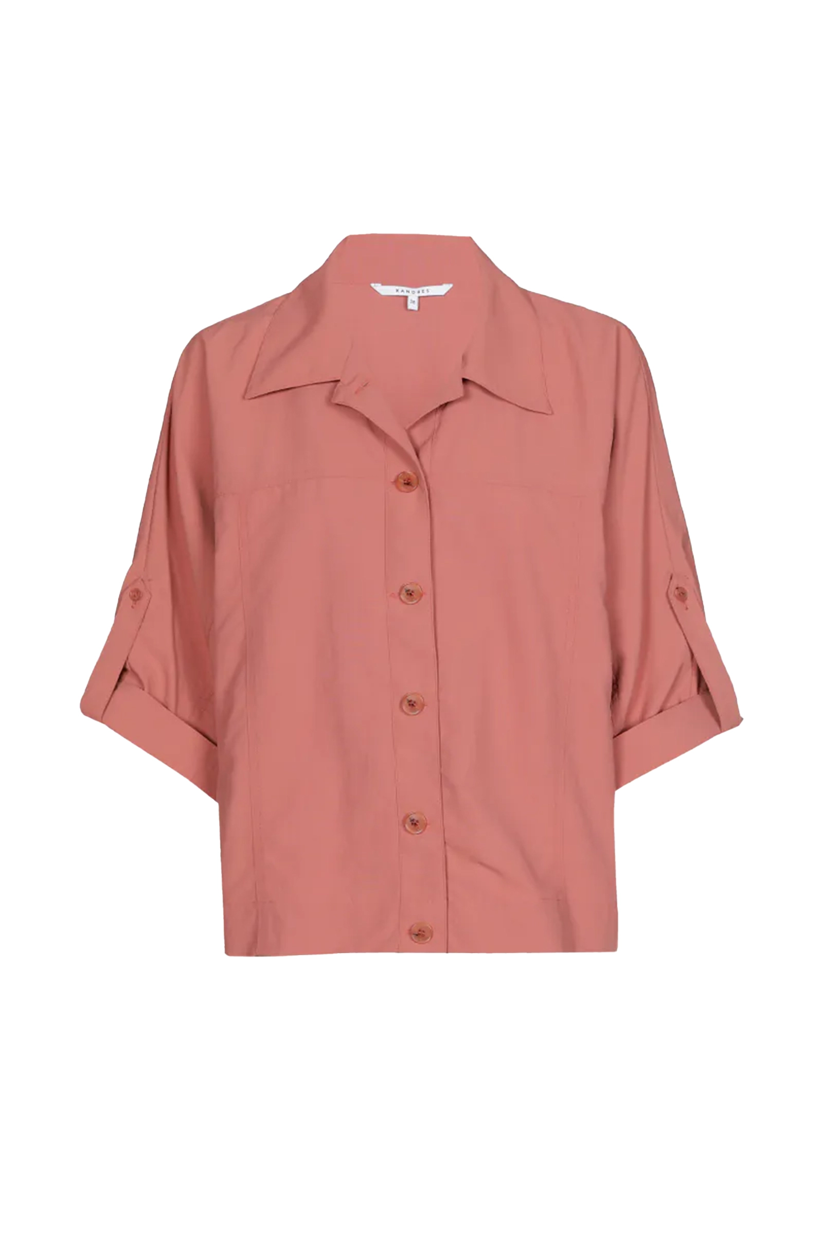 Dames blouse korte mouw rose