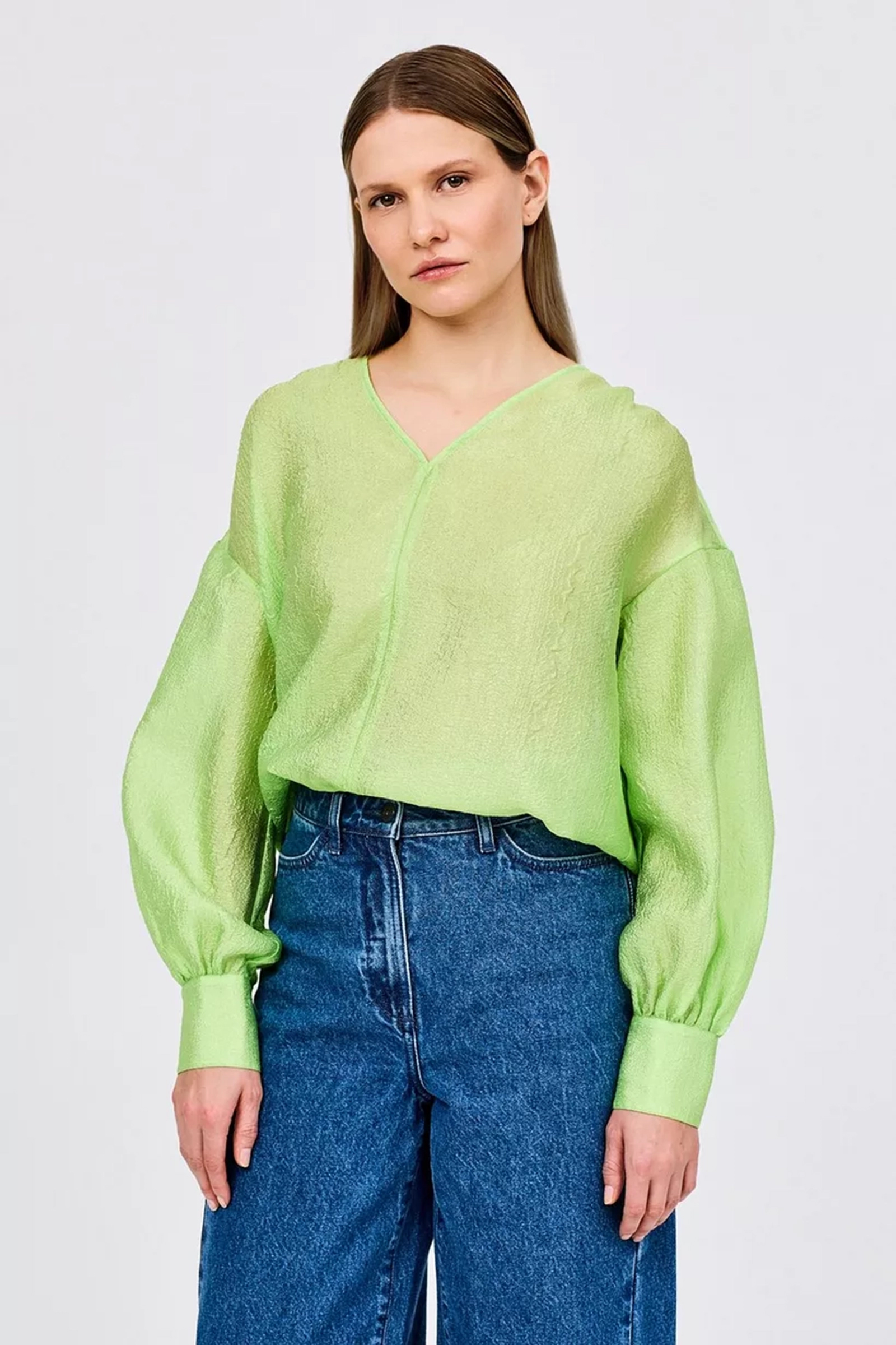 Dames blouse lange mouw groen