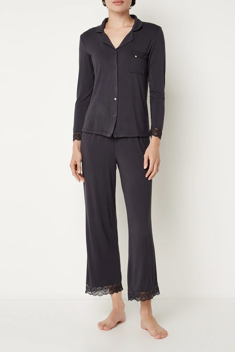 Nachtmode dames pyjama grijs