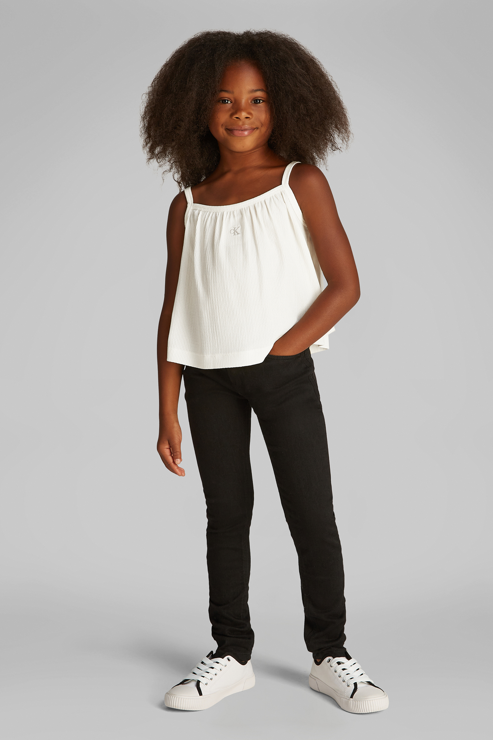 Calvin Klein Crinkle strap top Ecru-1 2
