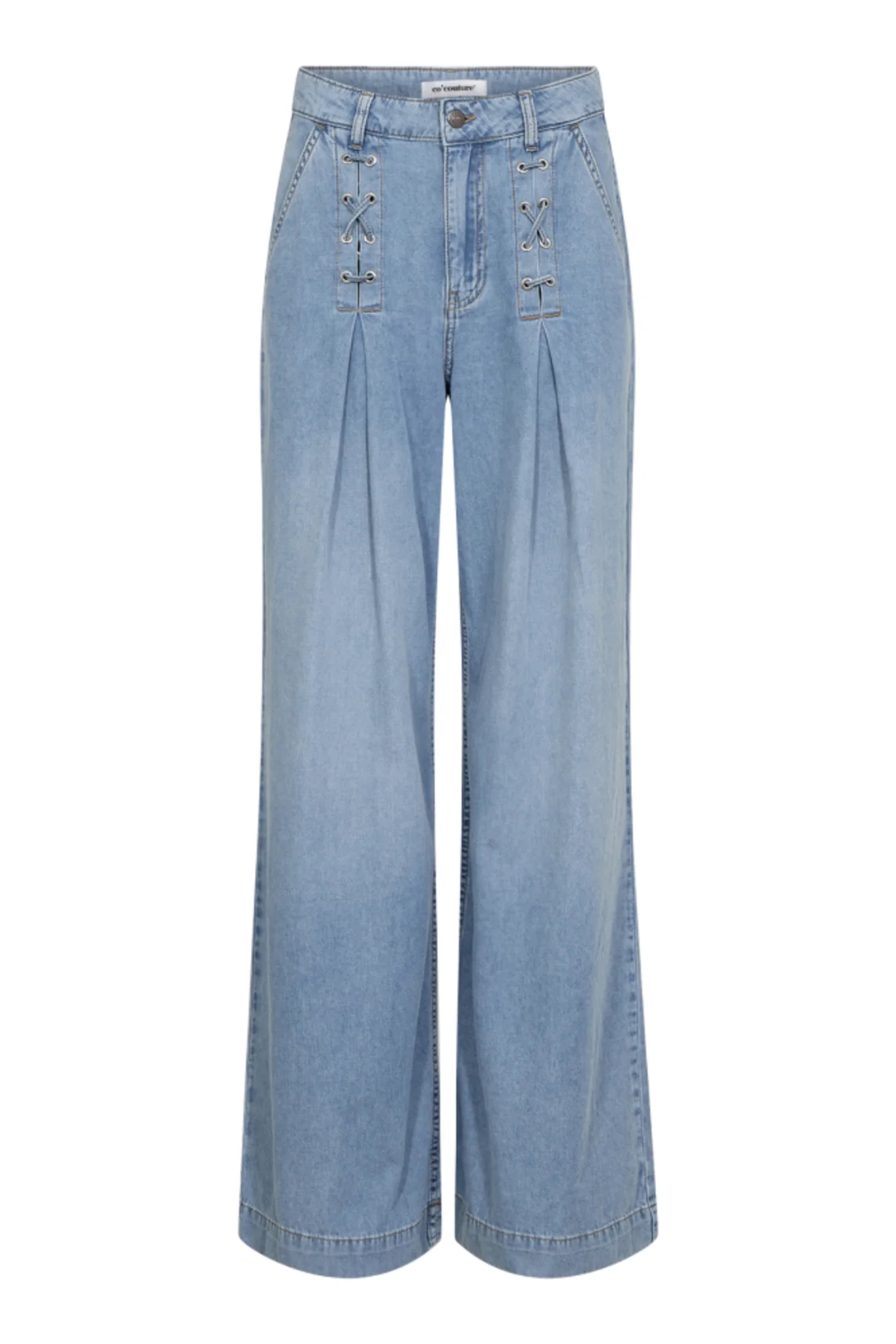 co´couture Cindy cc eyelet wide long jeans Blauw-1 1