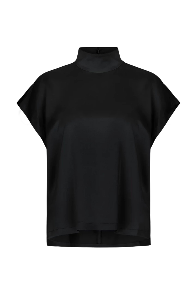 Dames blouse korte mouw zwart