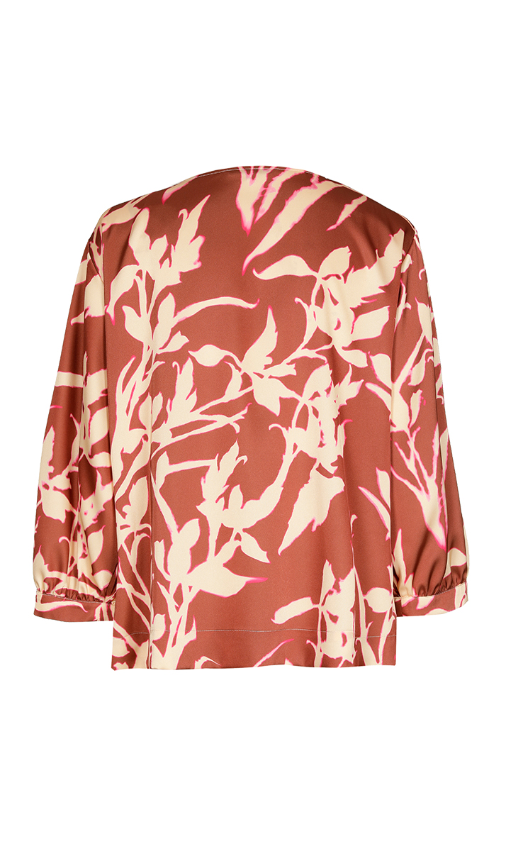 Dames blouse lange mouw bruin