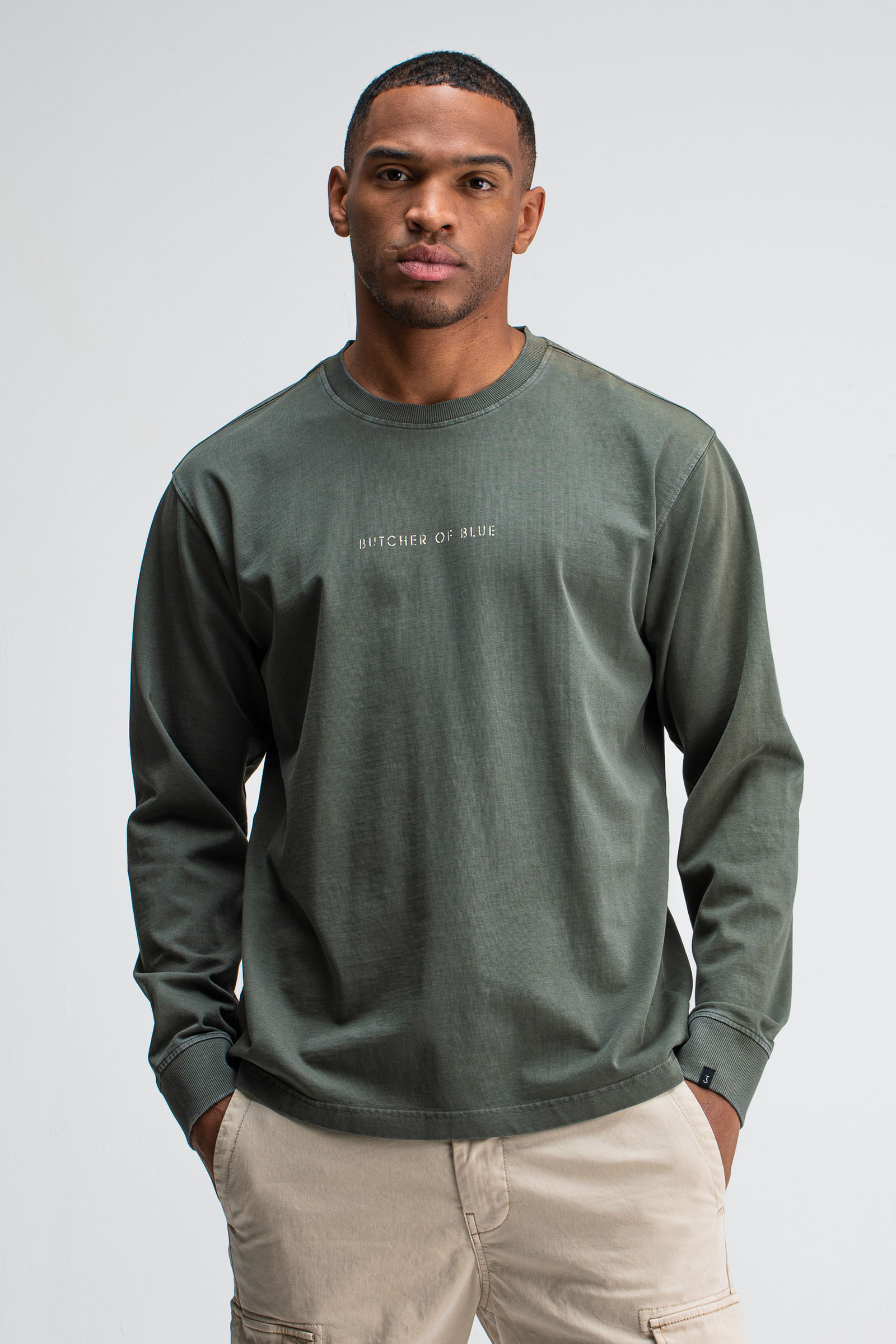 Heren t-shirt lange mouw groen