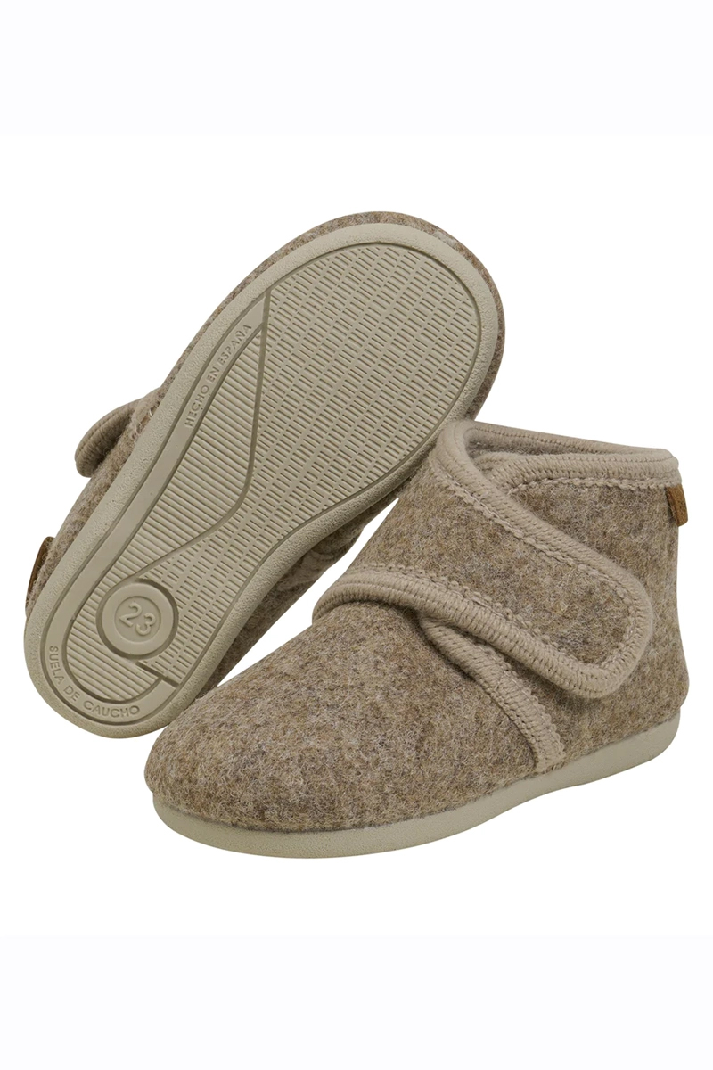 EN FANT Slippers wool velcro bruin/beige-1 2