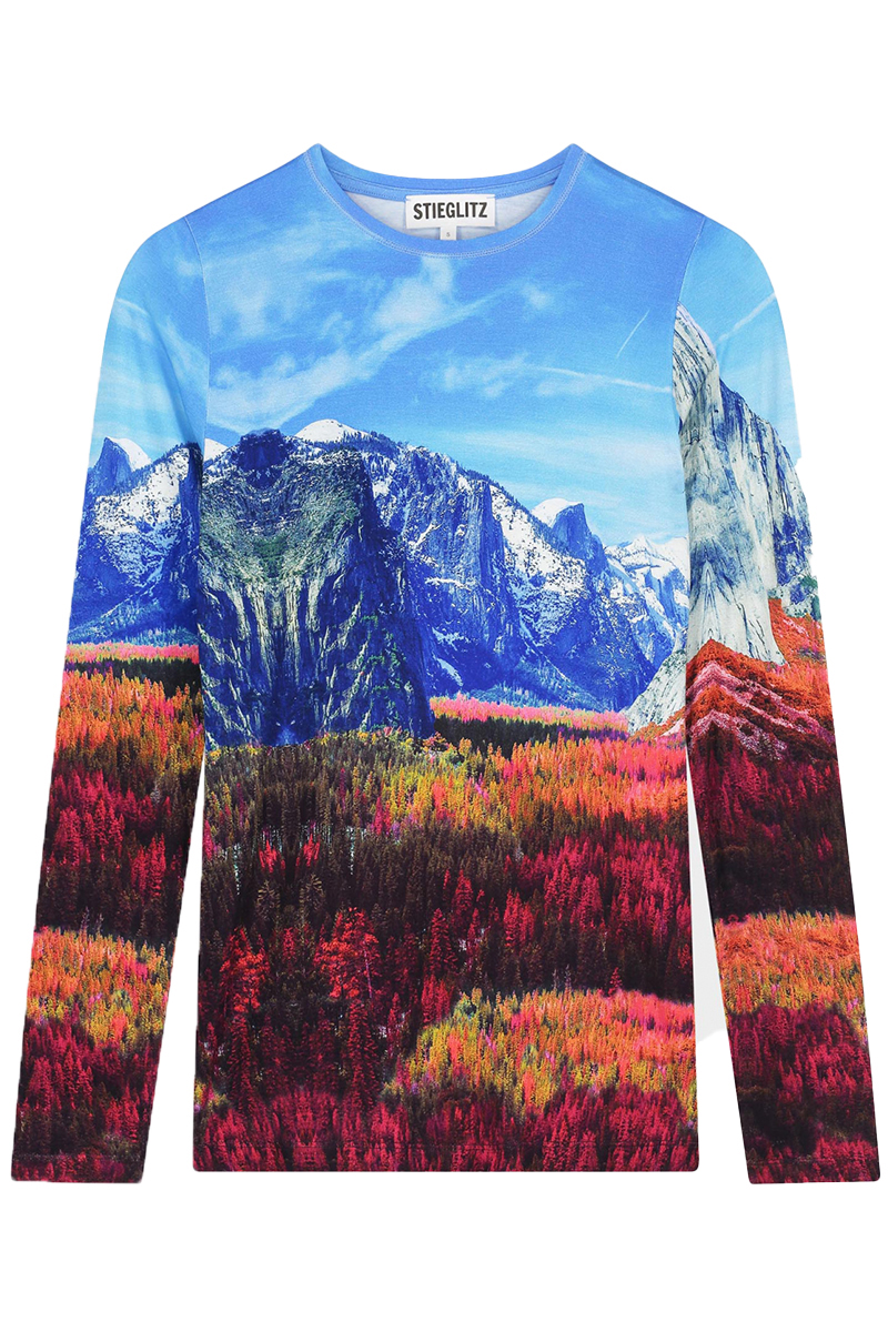 Dames t-shirt lange mouw blauw