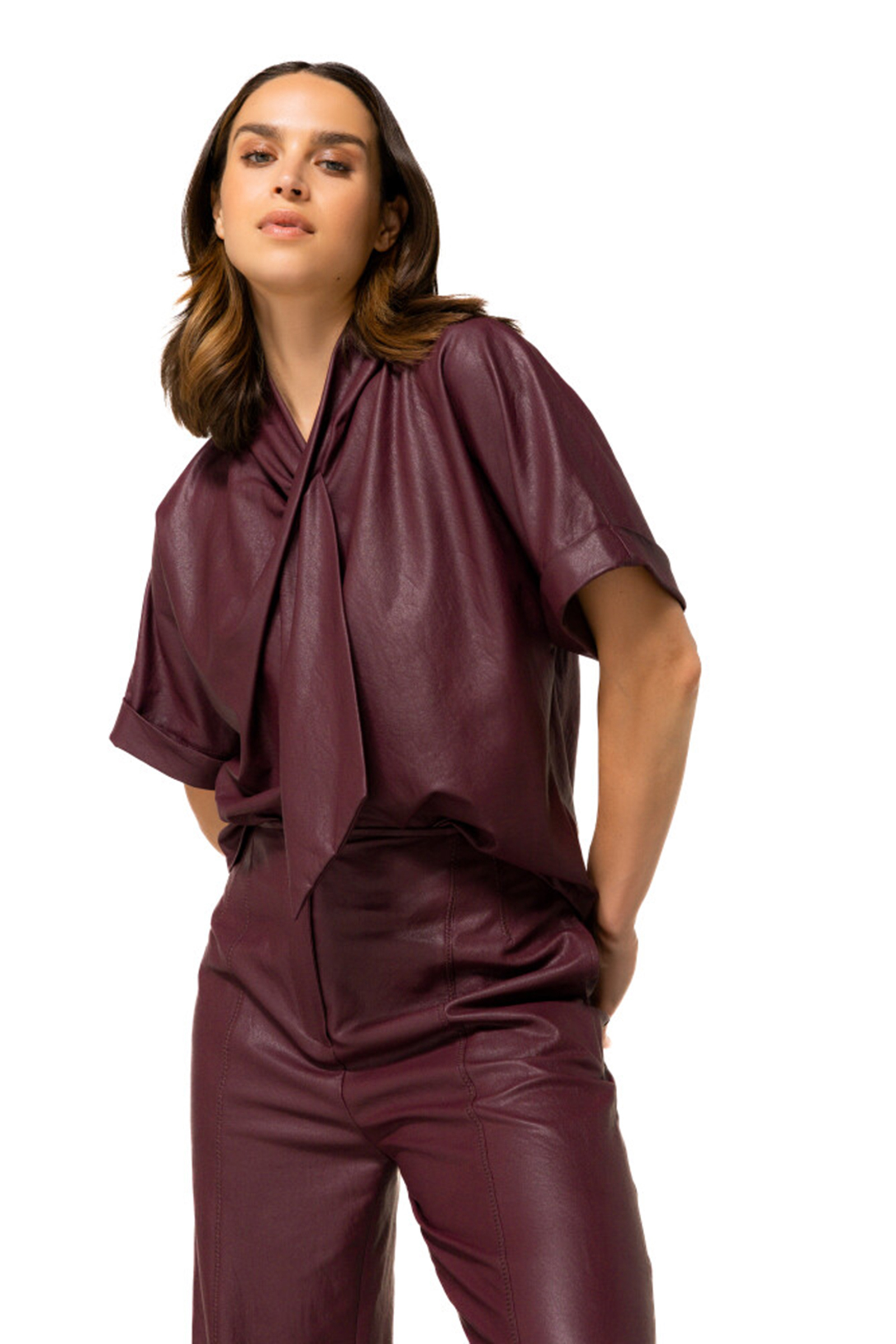 Dames blouse korte mouw rood