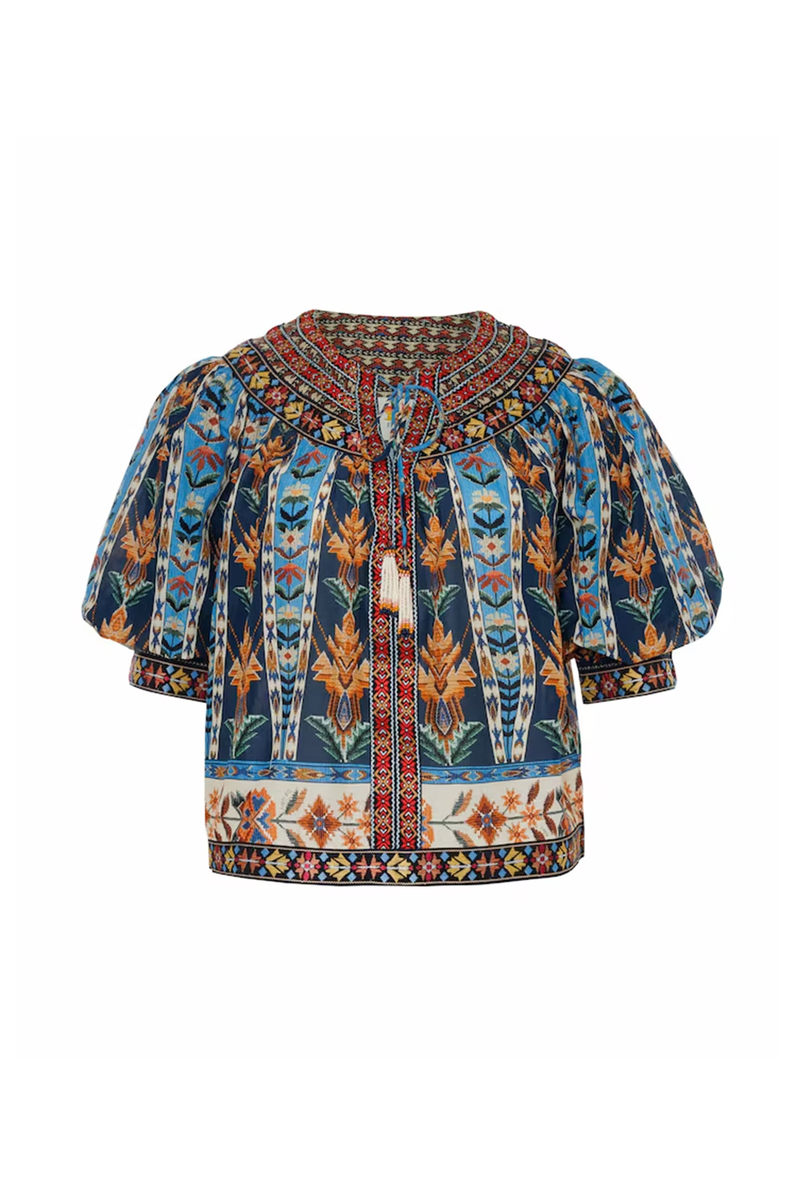 Dames blouse korte mouw blauw