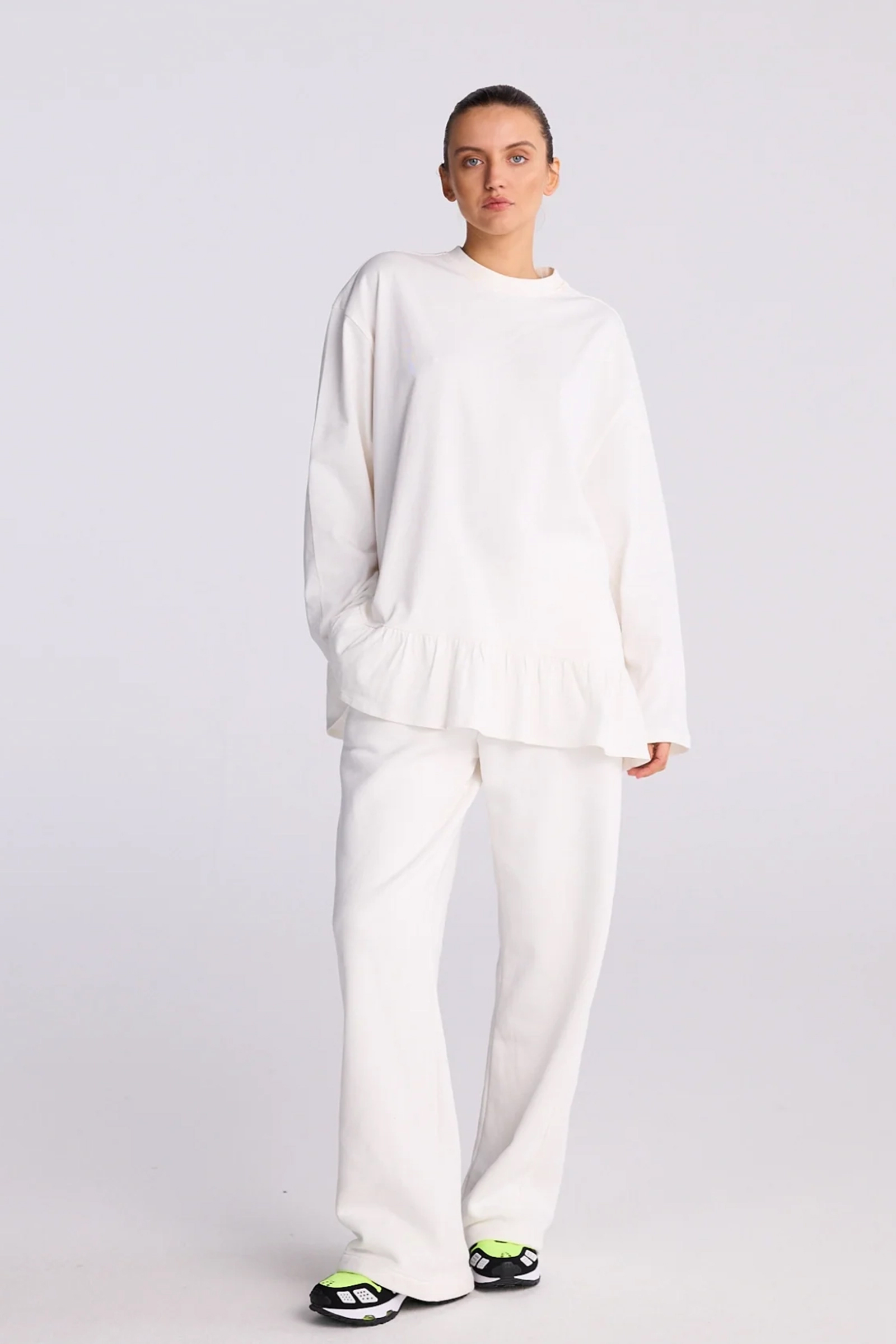 Dames t-shirt lange mouw wit