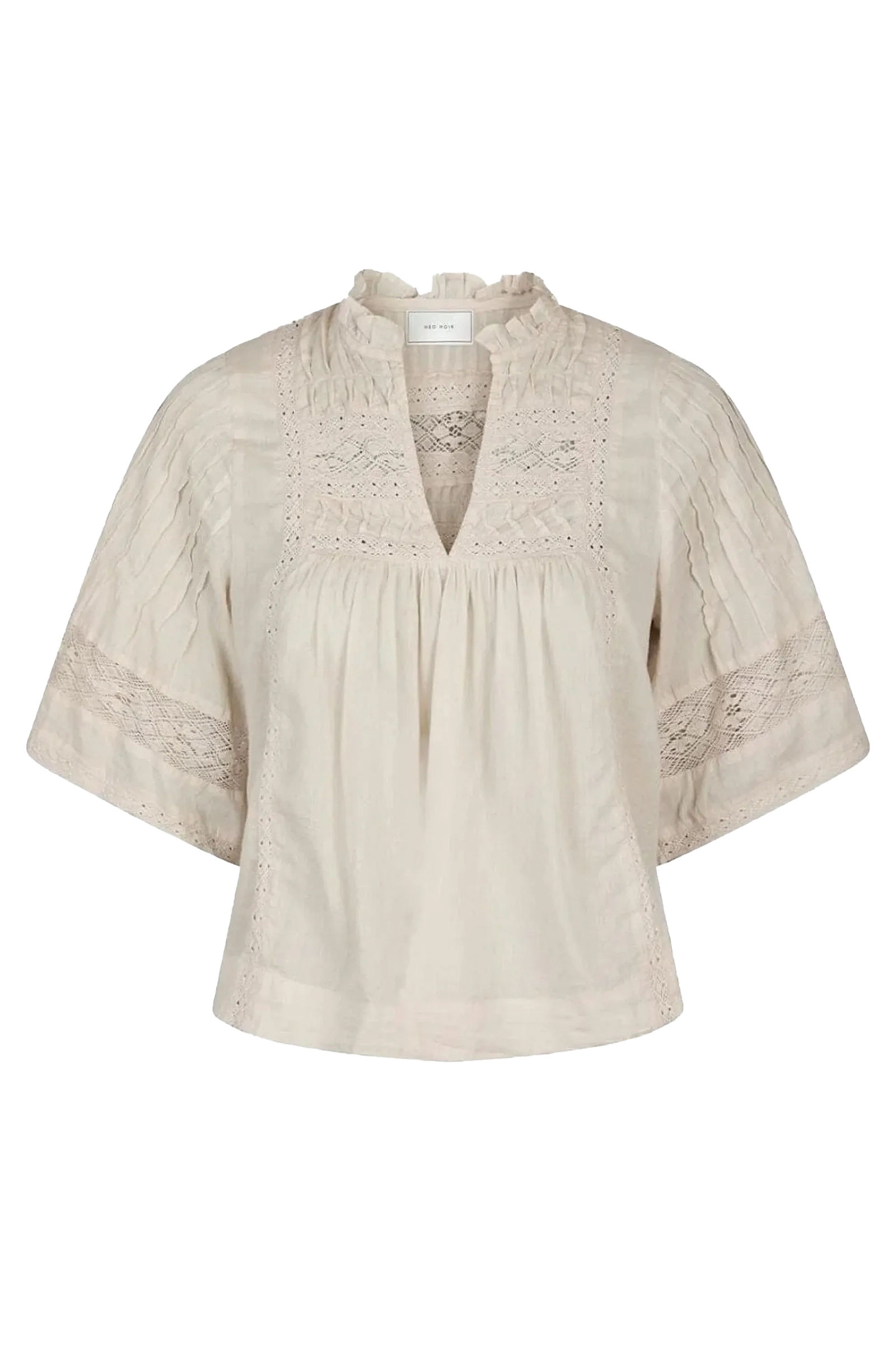 Dames blouse korte mouw ecru