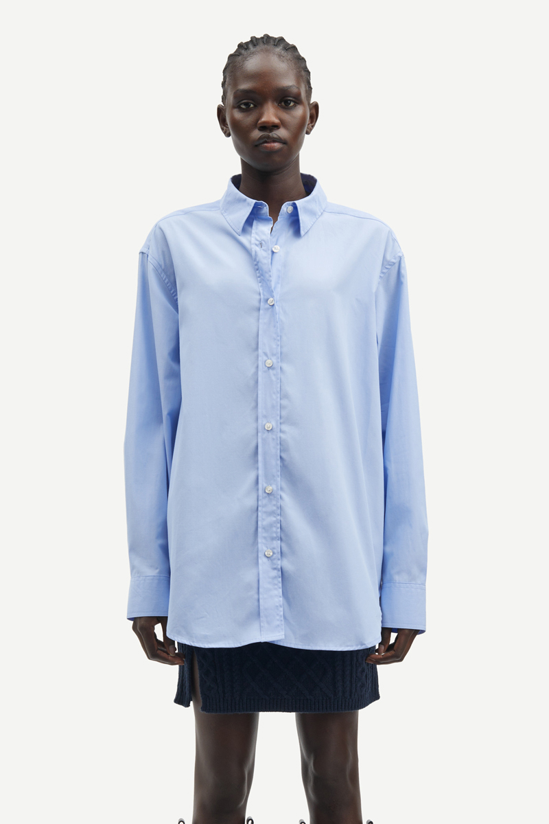 Dames blouse lange mouw blauw