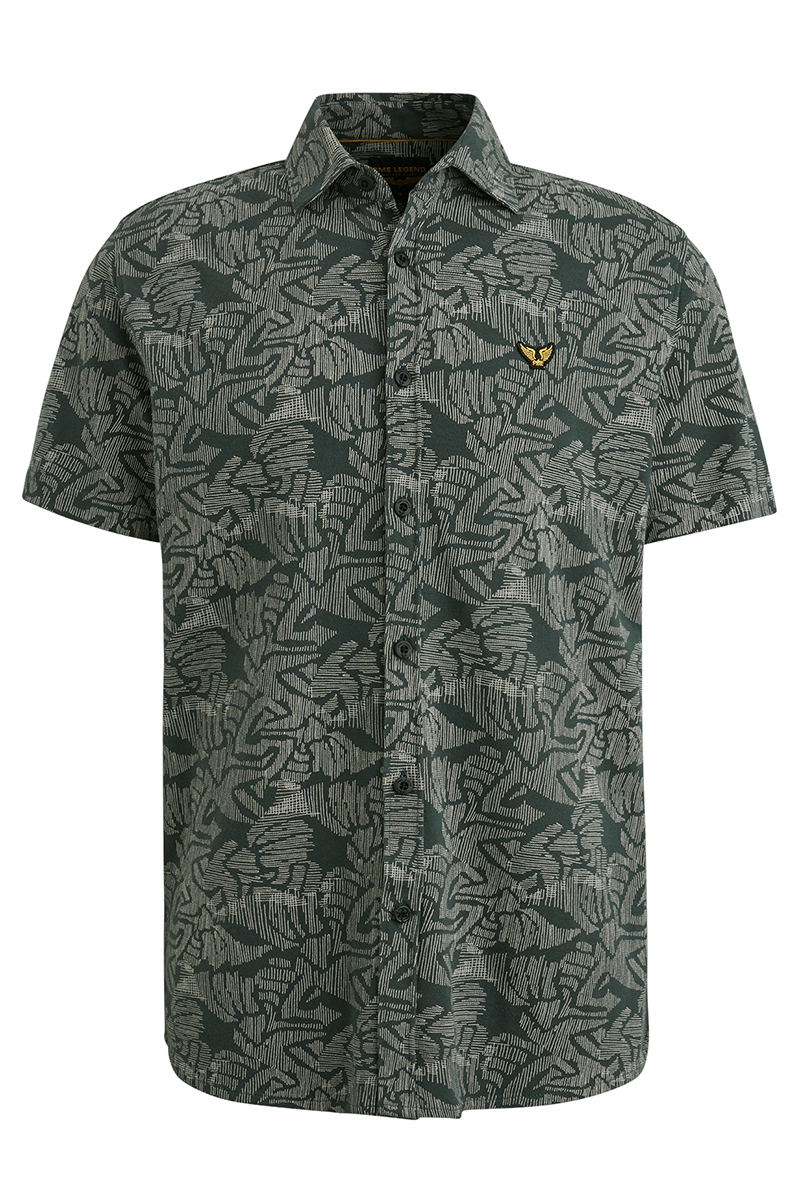 PME Legend Short Sleeve Shirt Print on Jersey Pique Groen-1 1