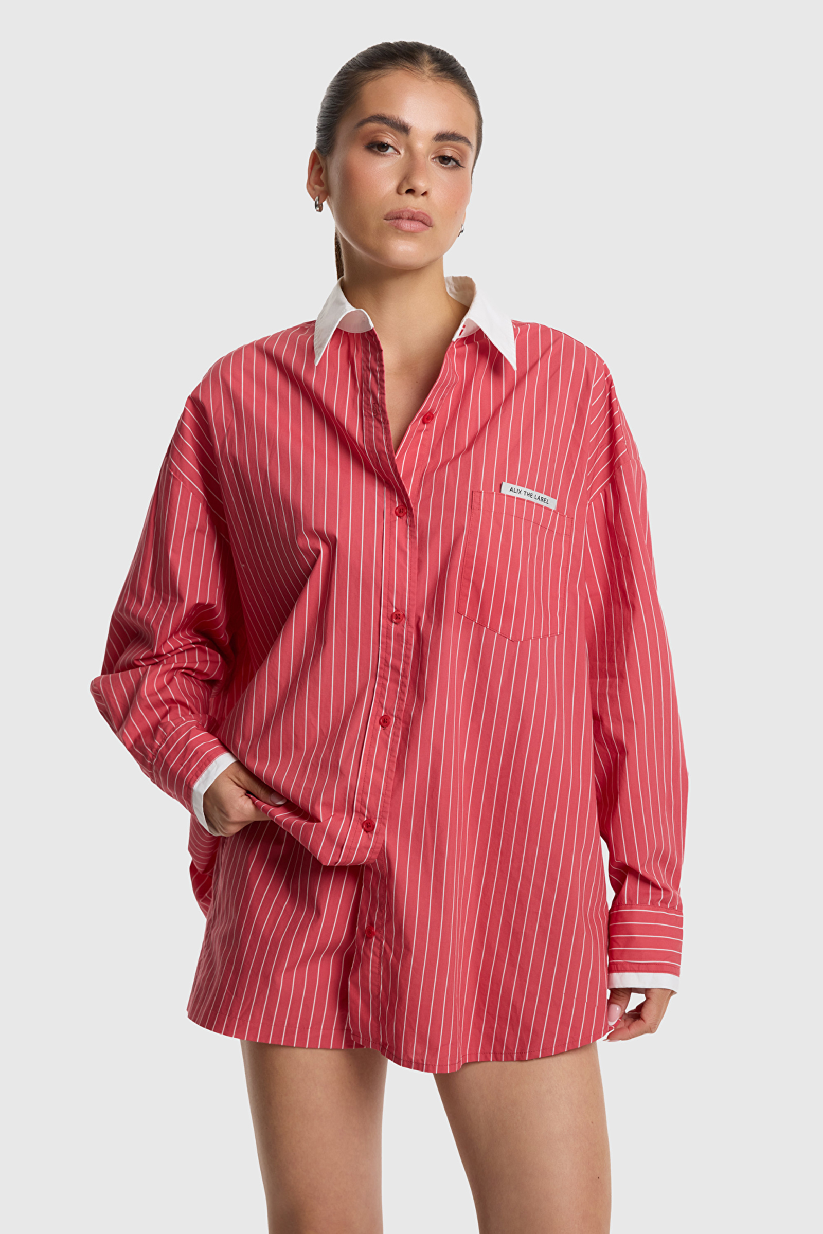 Dames blouse lange mouw rood