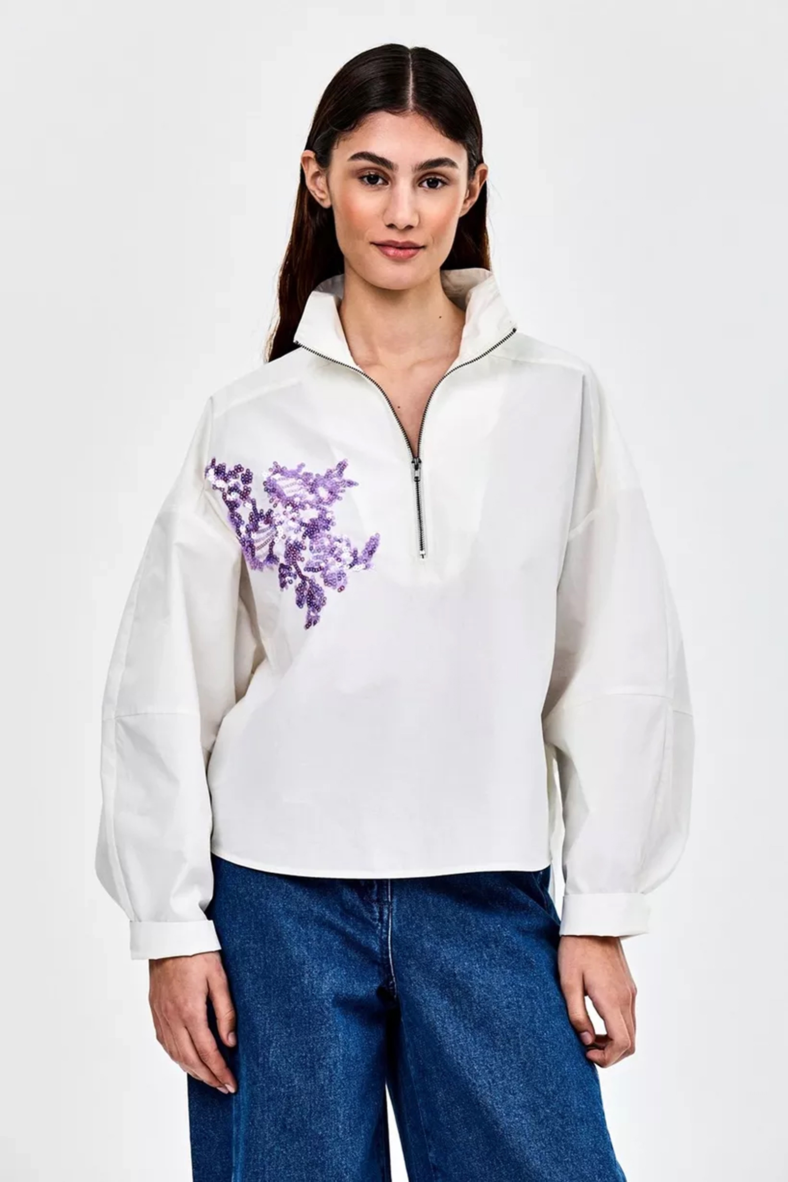 Dames blouse lange mouw wit