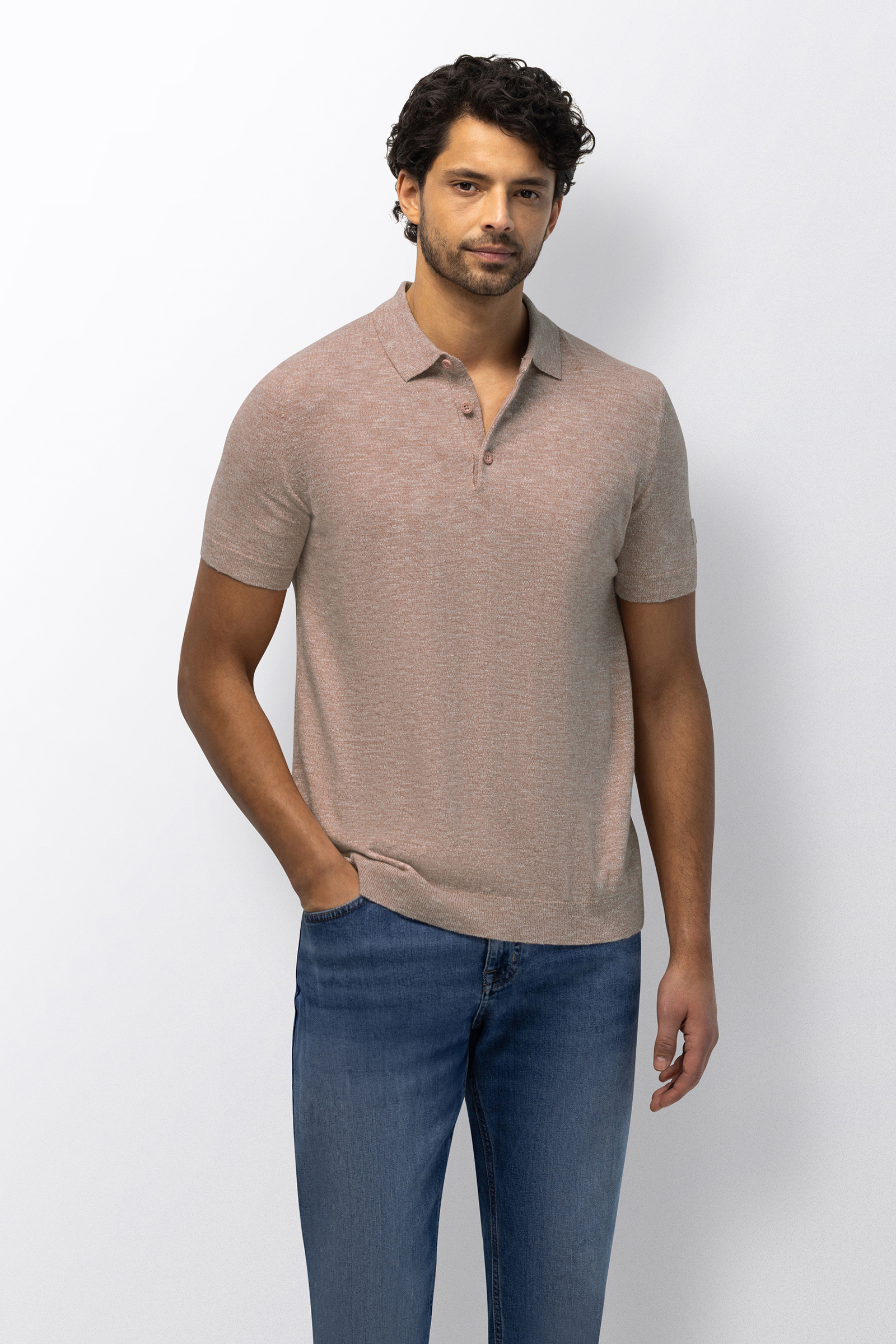 Heren polo korte mouw rose