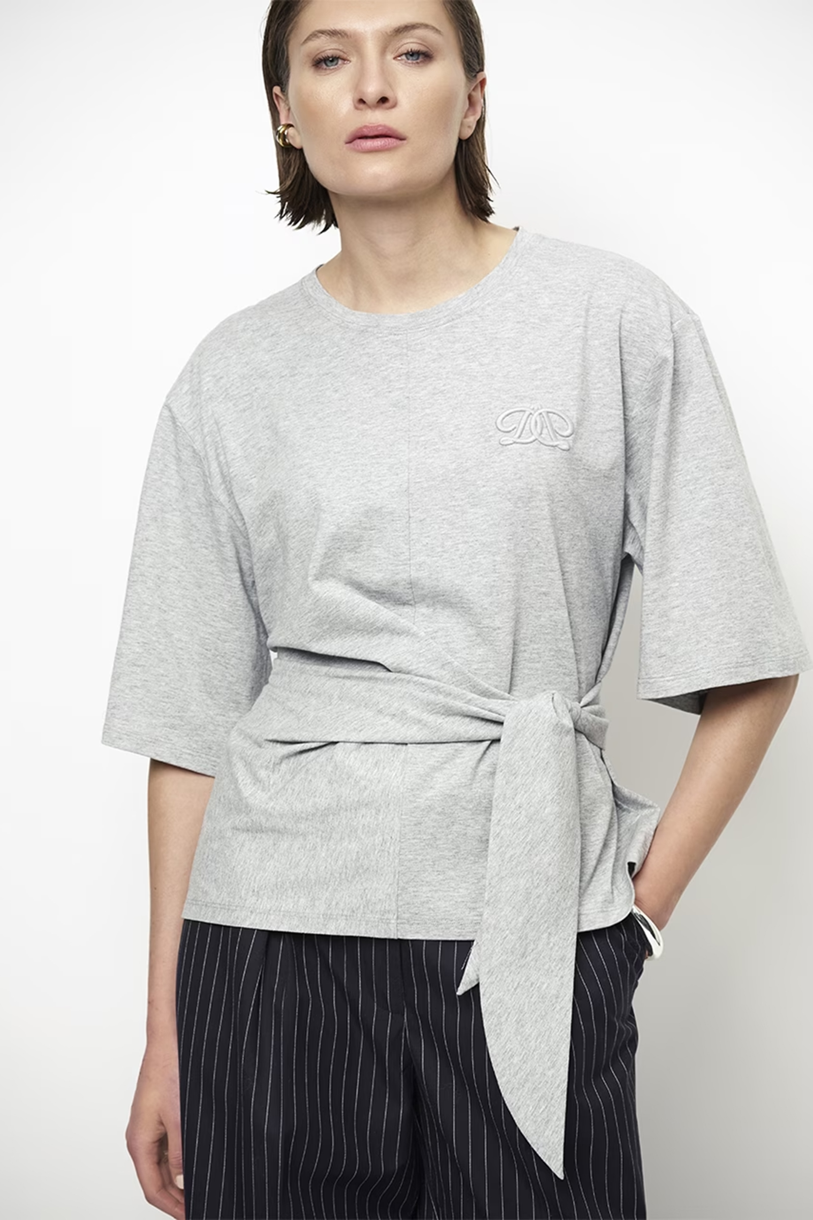 Dames t-shirt korte mouw grijs