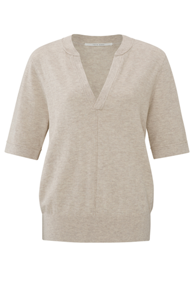 Yaya Sweater with bombercollar ss bruin/beige-2 1