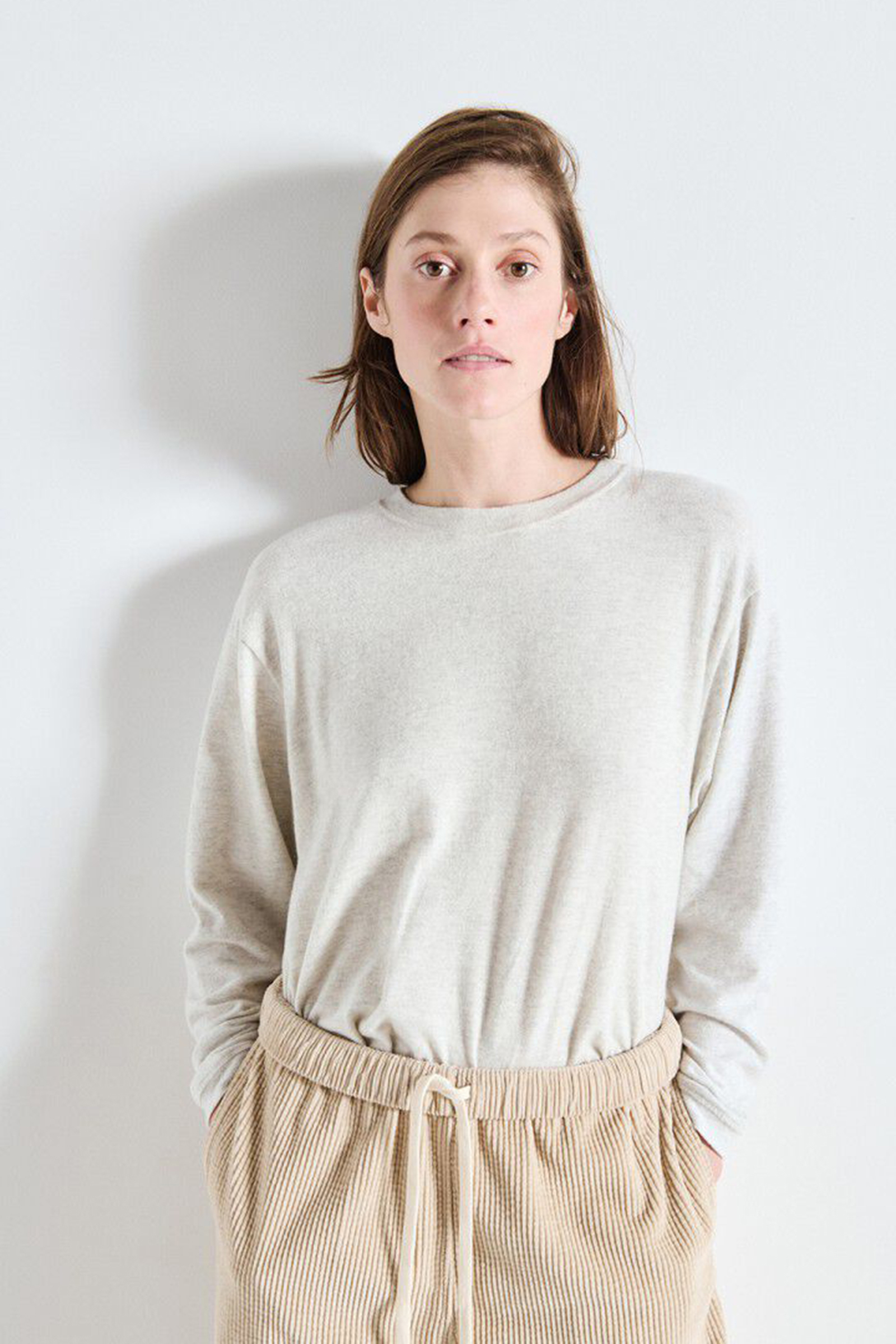 Dames t-shirt lange mouw grijs