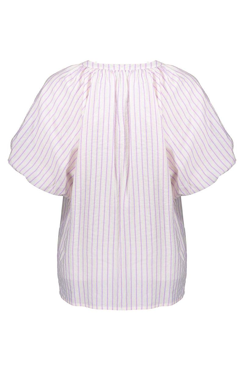 Geisha Blouse stripes with bow Grijs-1 4
