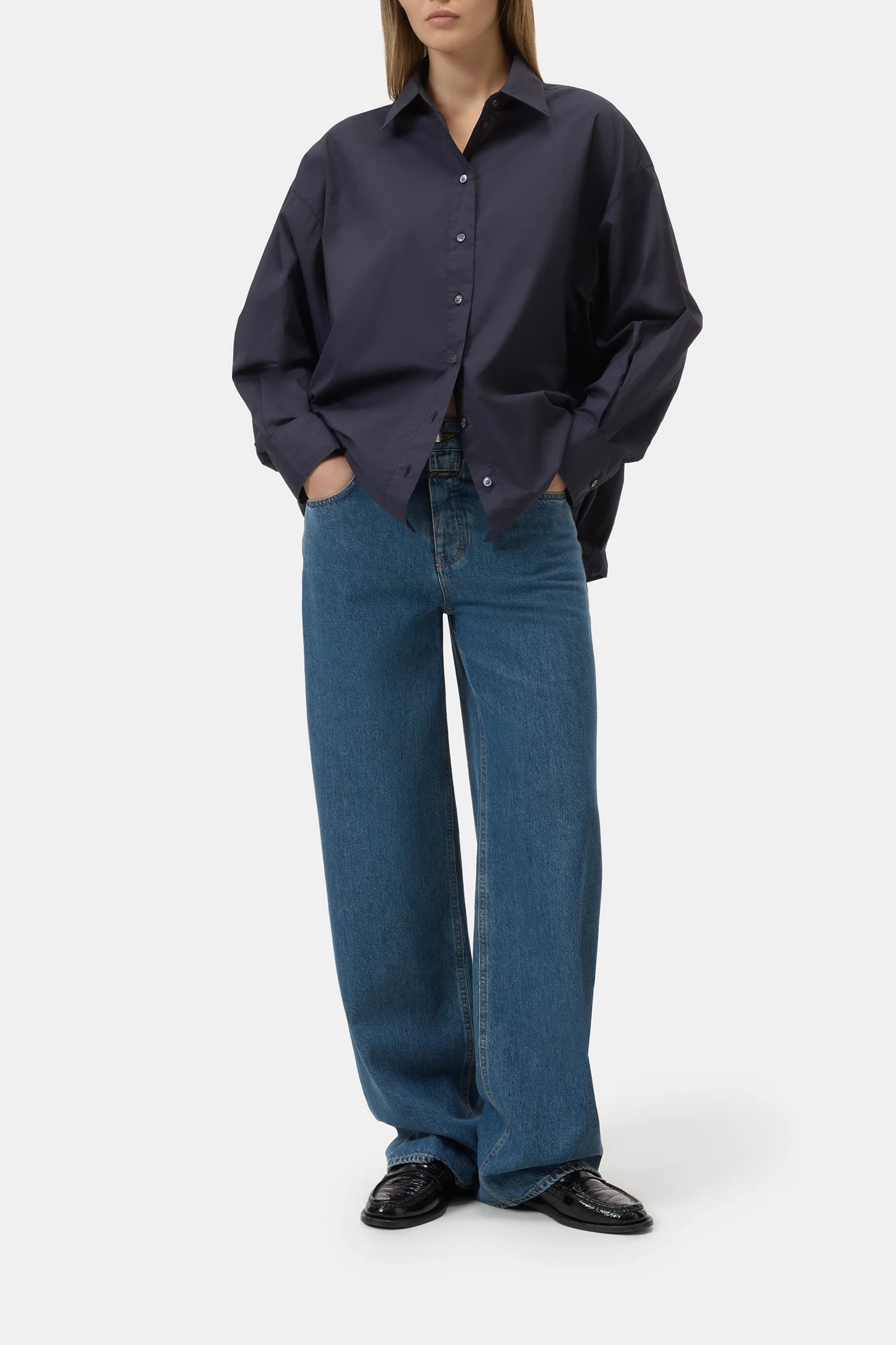Dames blouse lange mouw blauw