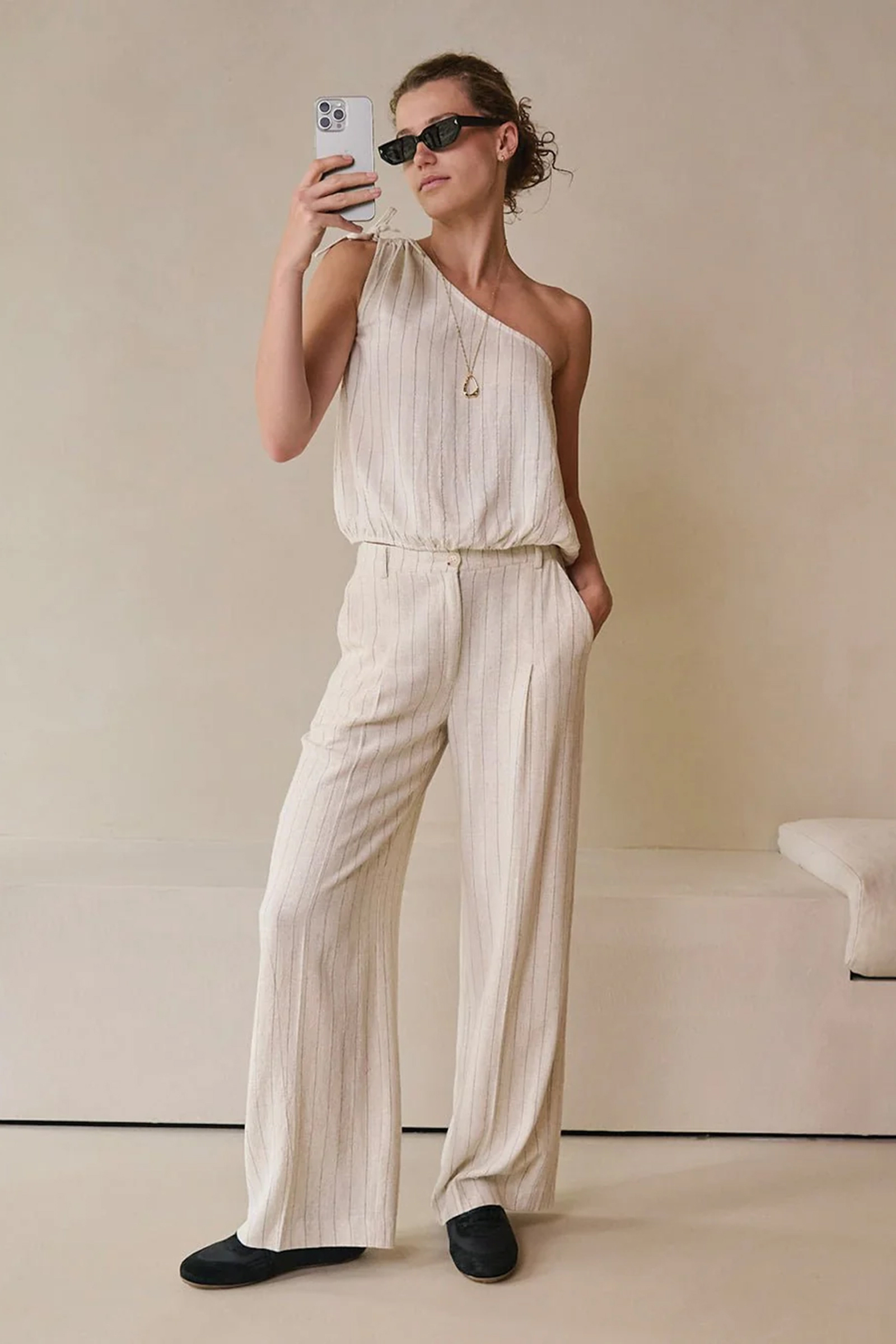 Dames broek ecru