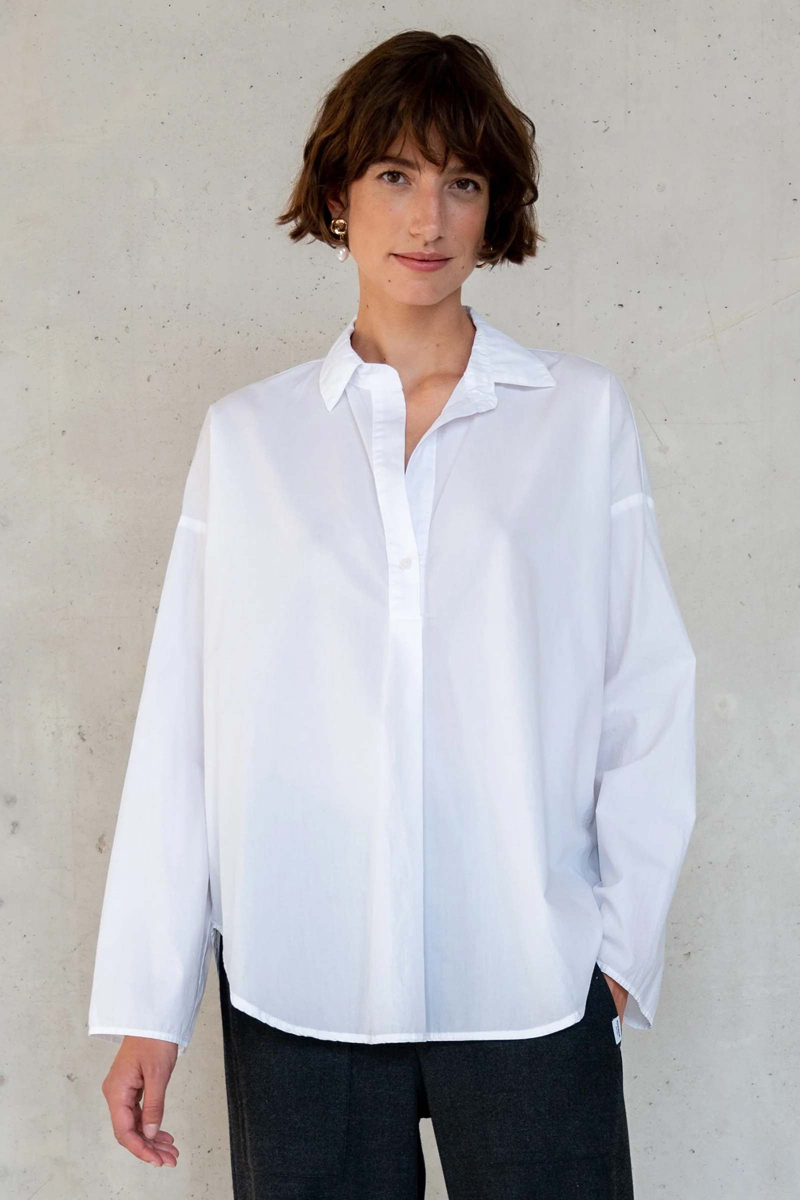 Dames blouse lange mouw wit