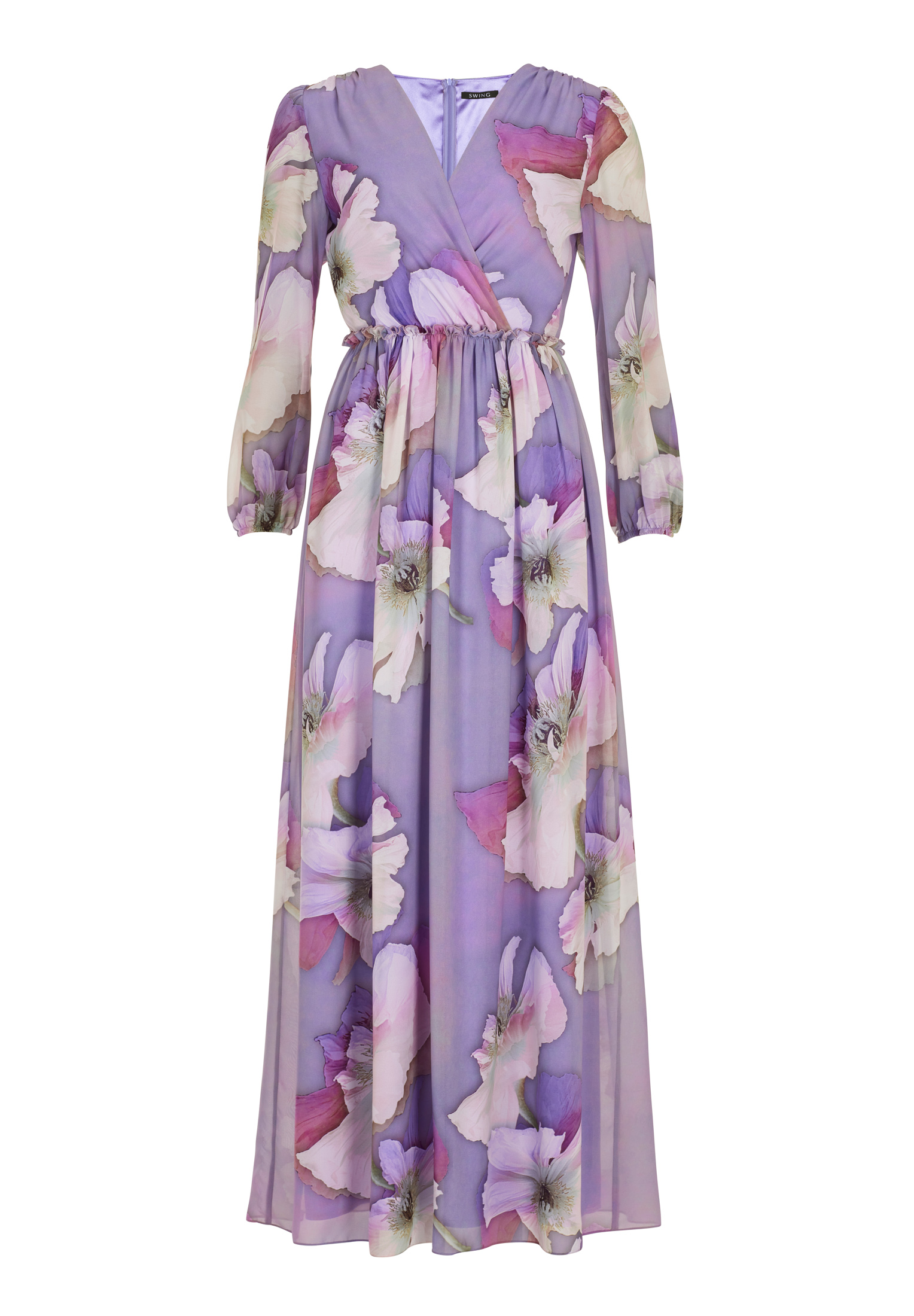 Swing Langärmeliges Blumenkleid aus Chiff fashion lilac / multi 1