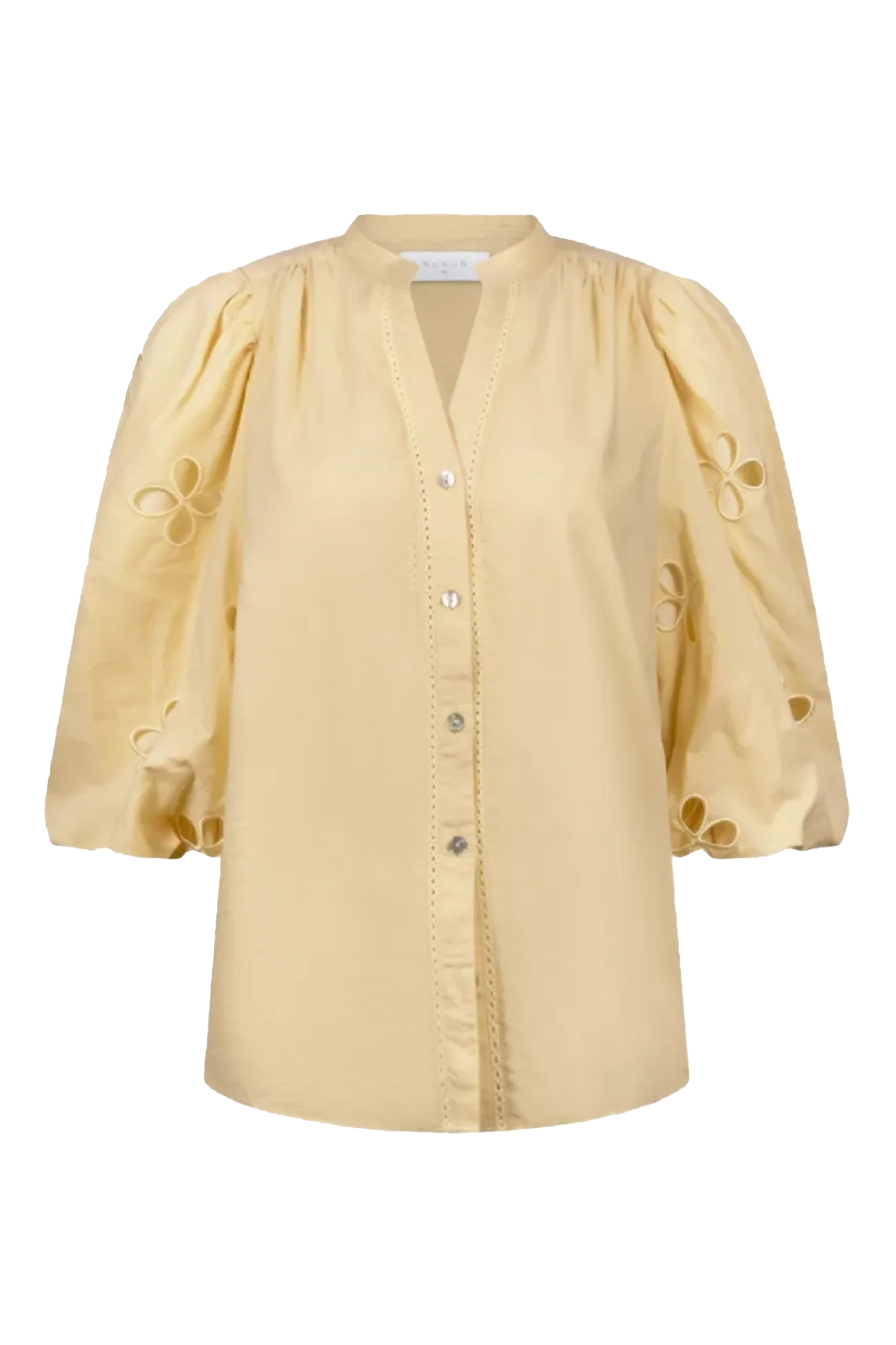 Dames blouse lange mouw geel