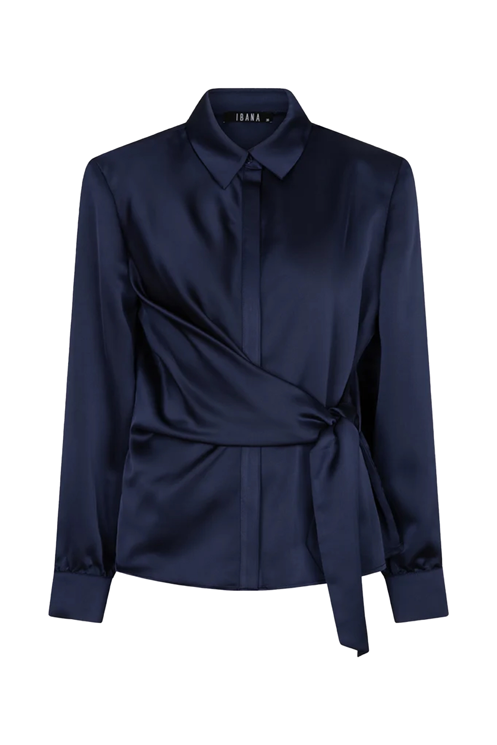 Dames blouse lange mouw blauw