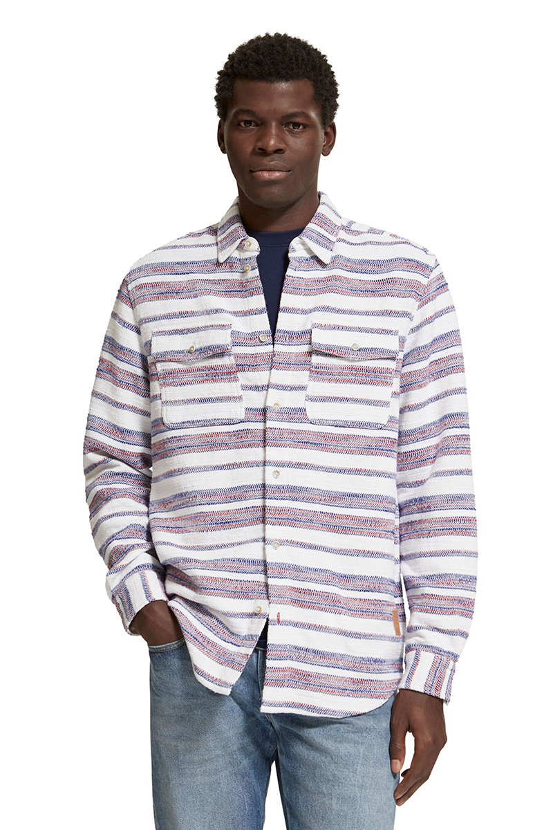 Scotch & Soda Basket Weave Gradient Stripe Shirt Blue Stripe 2
