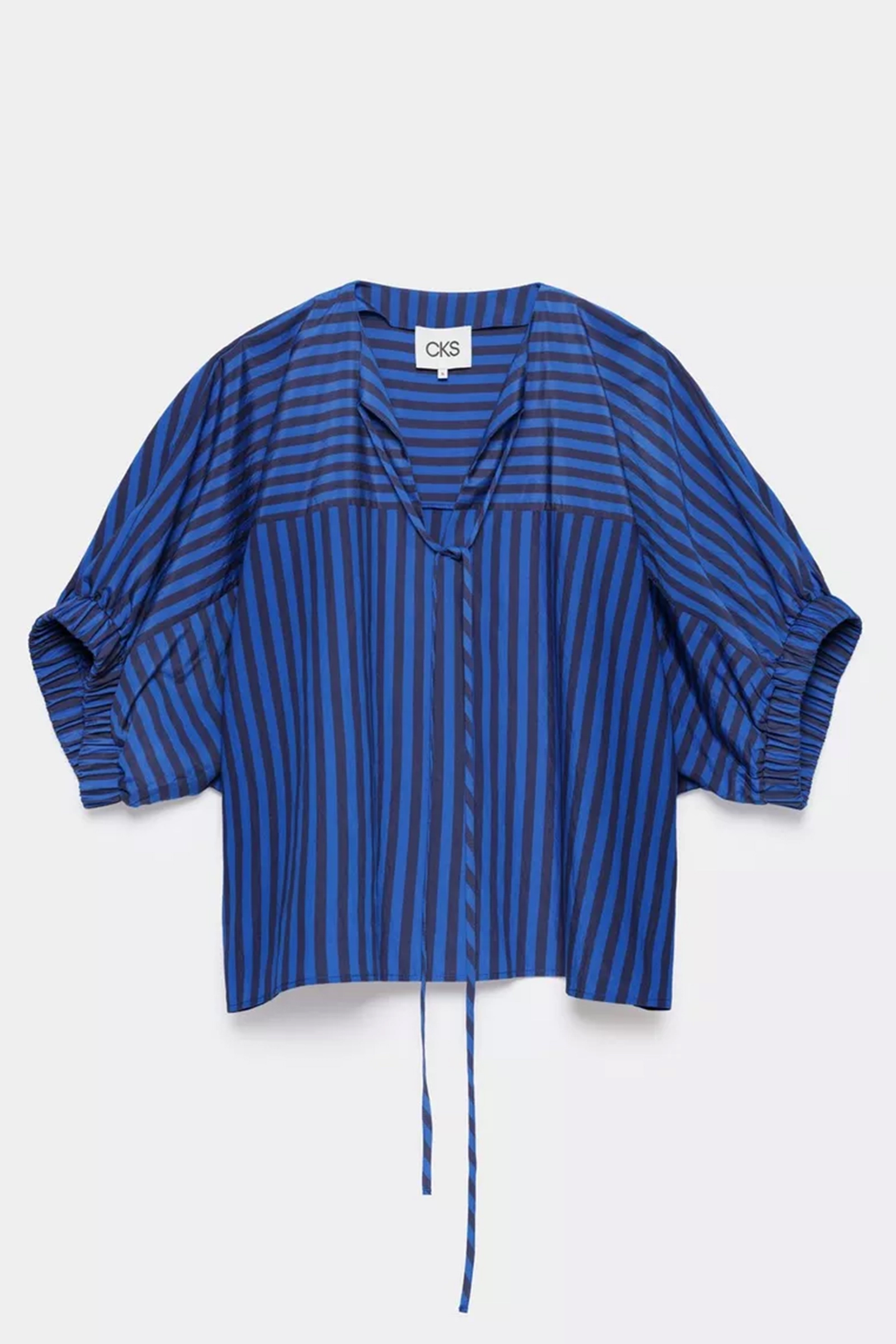 Dames blouse korte mouw blauw